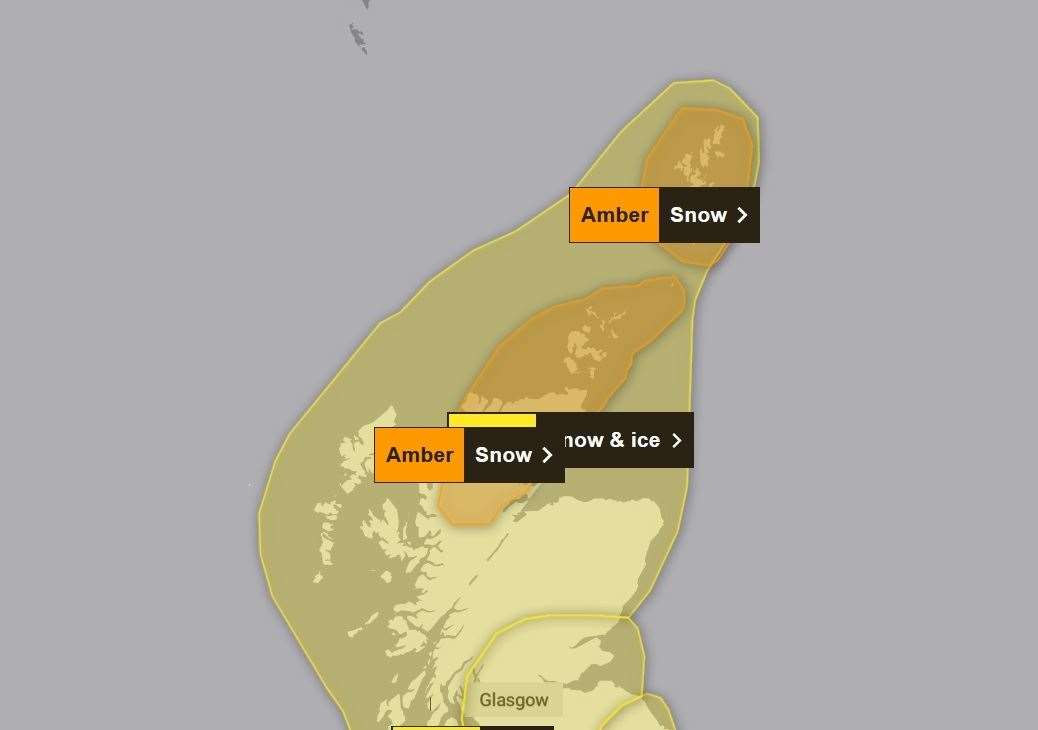 Amber and Yellow warnings are in place for the north and north-east