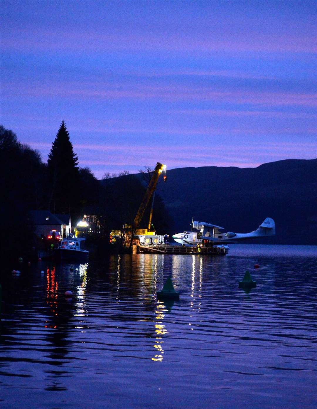 Catalina being put back into the water at Loch ness, Drumnadrochit....Picture: Callum Mackay..