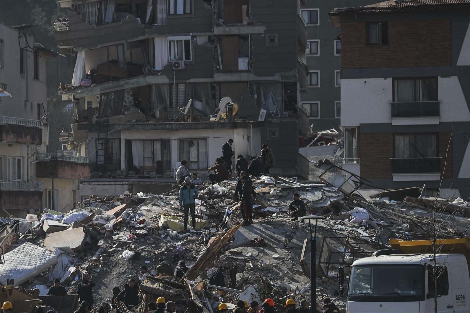 Collapsed buildings in Hatay, southern Turkey (Can Ozer/AP)