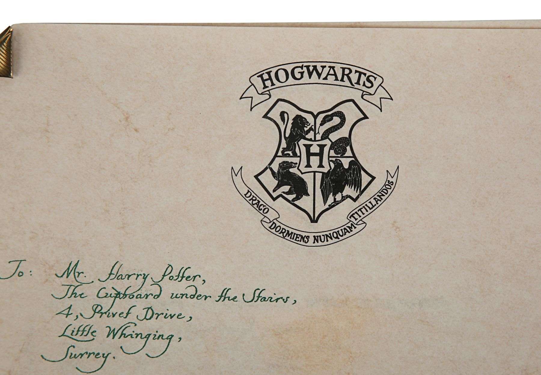 Harry Potter’s Hogwarts acceptance letter (Prop Store/PA)