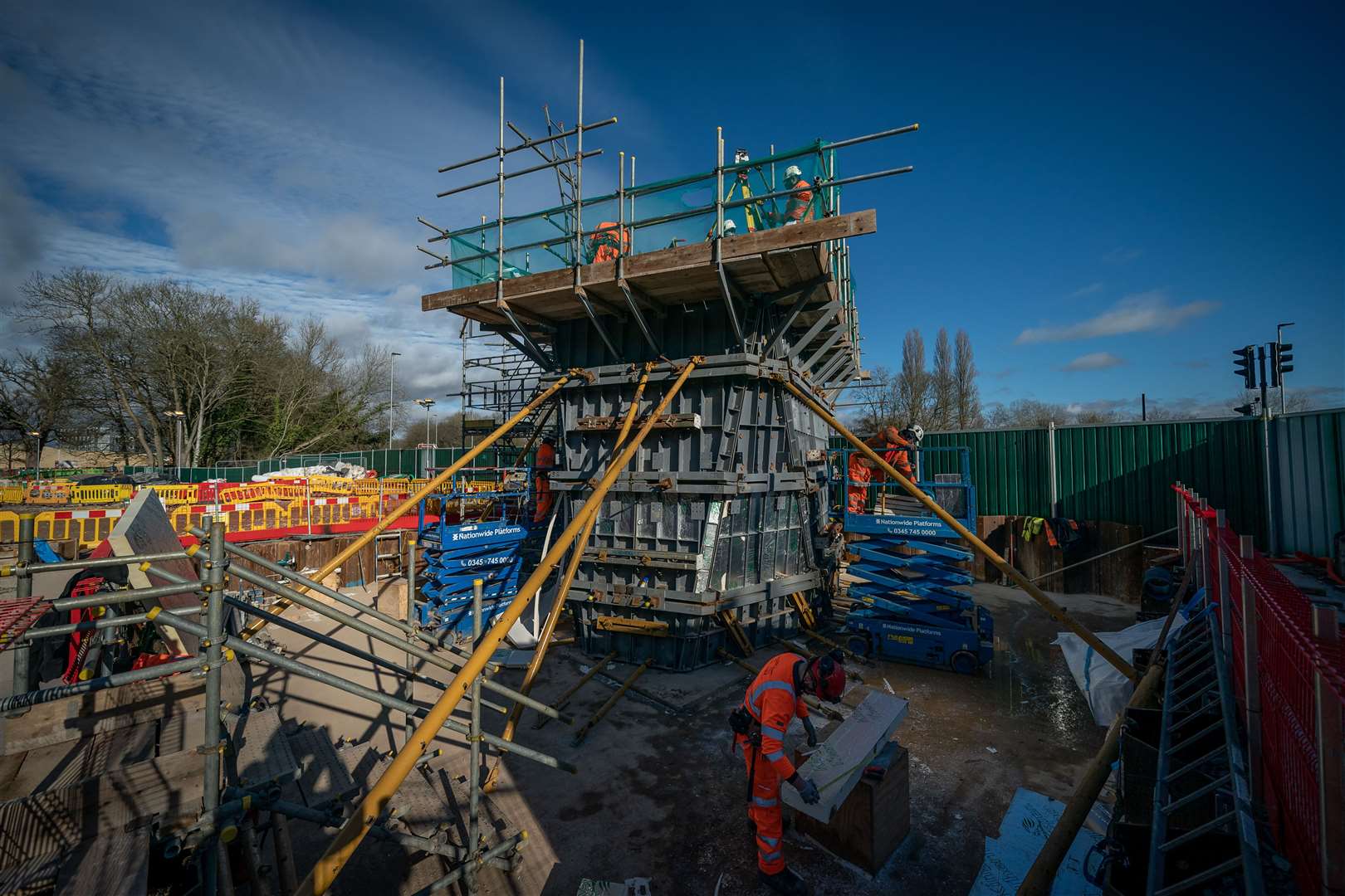Foundation construction for a concrete pier at the HS2/Align Compound in Rickmansworth, Hertfordshire (Aaron Chown/PA)