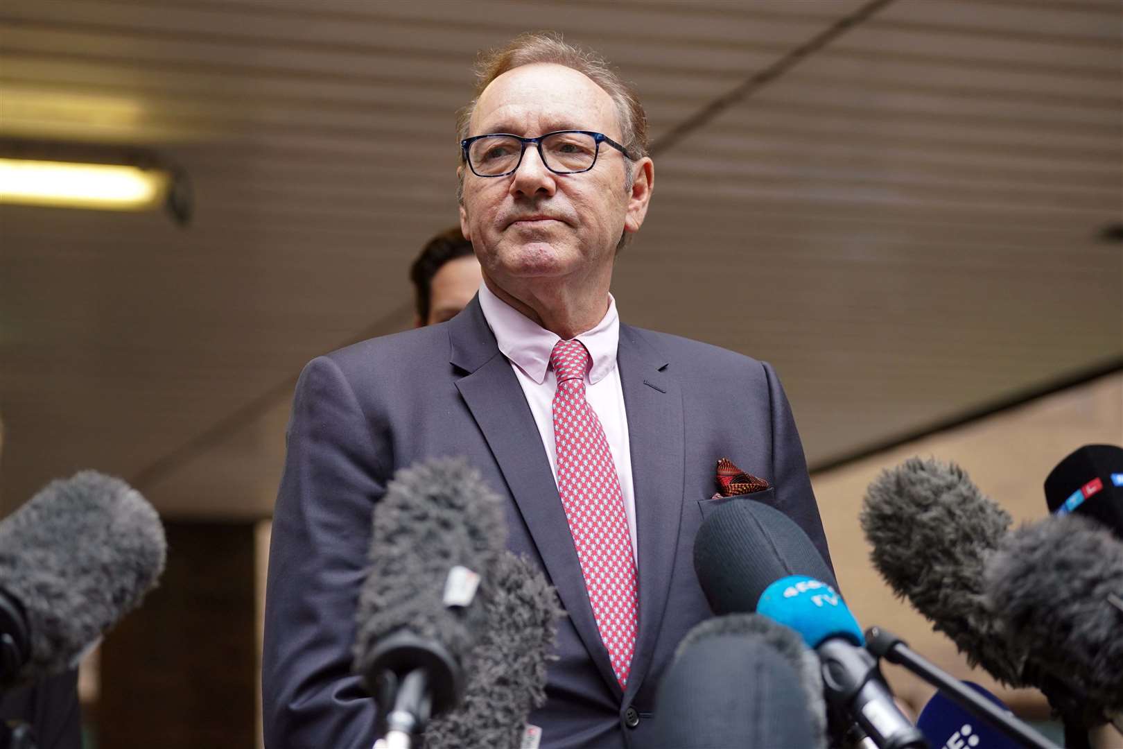 Actor Kevin Spacey speaks to the media outside Southwark Crown Court, London, after he was found not guilty of sexually assaulting four men following a trial (Lucy North/PA)