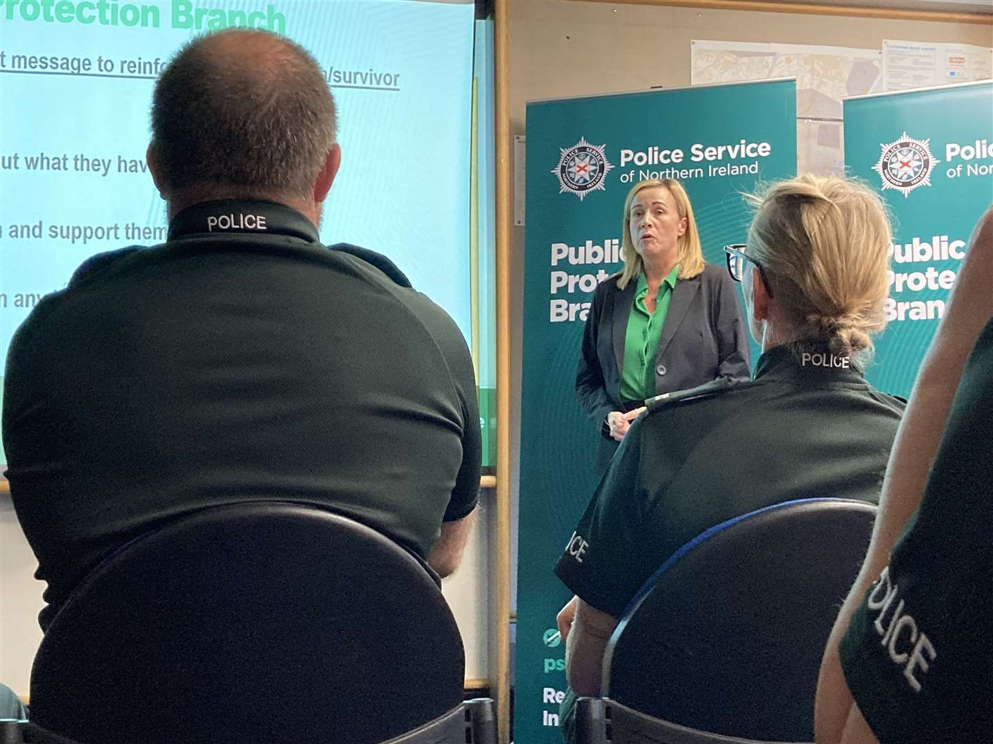 PSNI Neighbourhood police officers are briefed on the investigation into allegations of abuse at former institutions for women (Rebecca Black/PA)