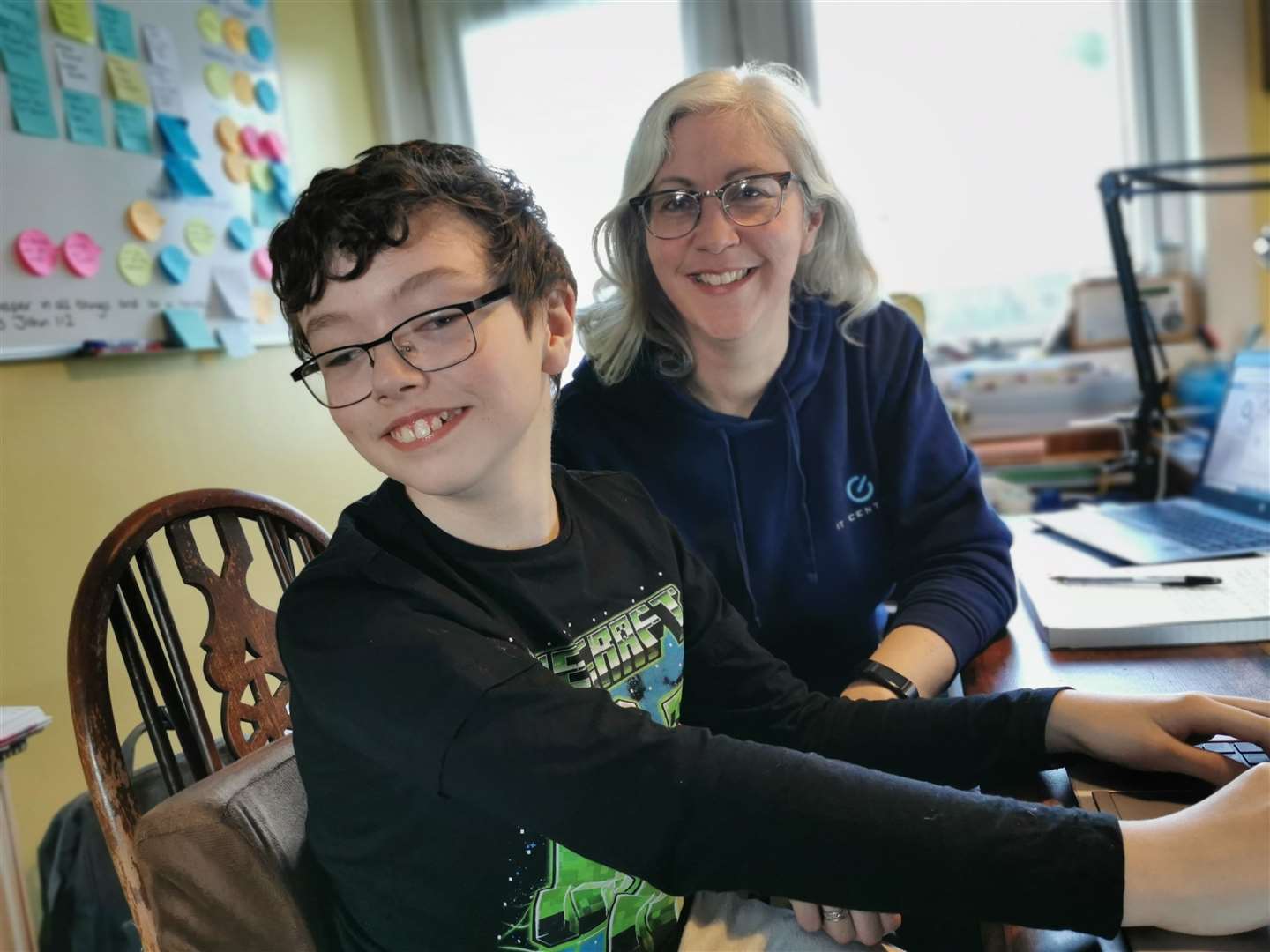 Lee Midlane, founder and CEO of Elgin-based IT Central, with her son, Josh.