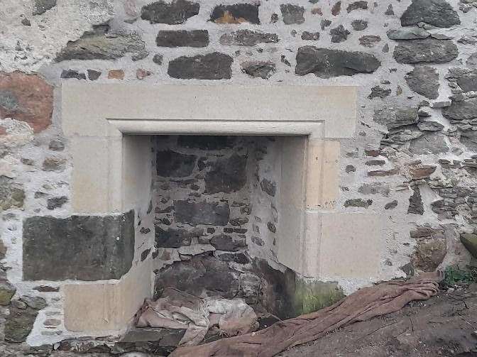 Masonry and Lime used stones at the site to mend the Abbot’s fireplace.