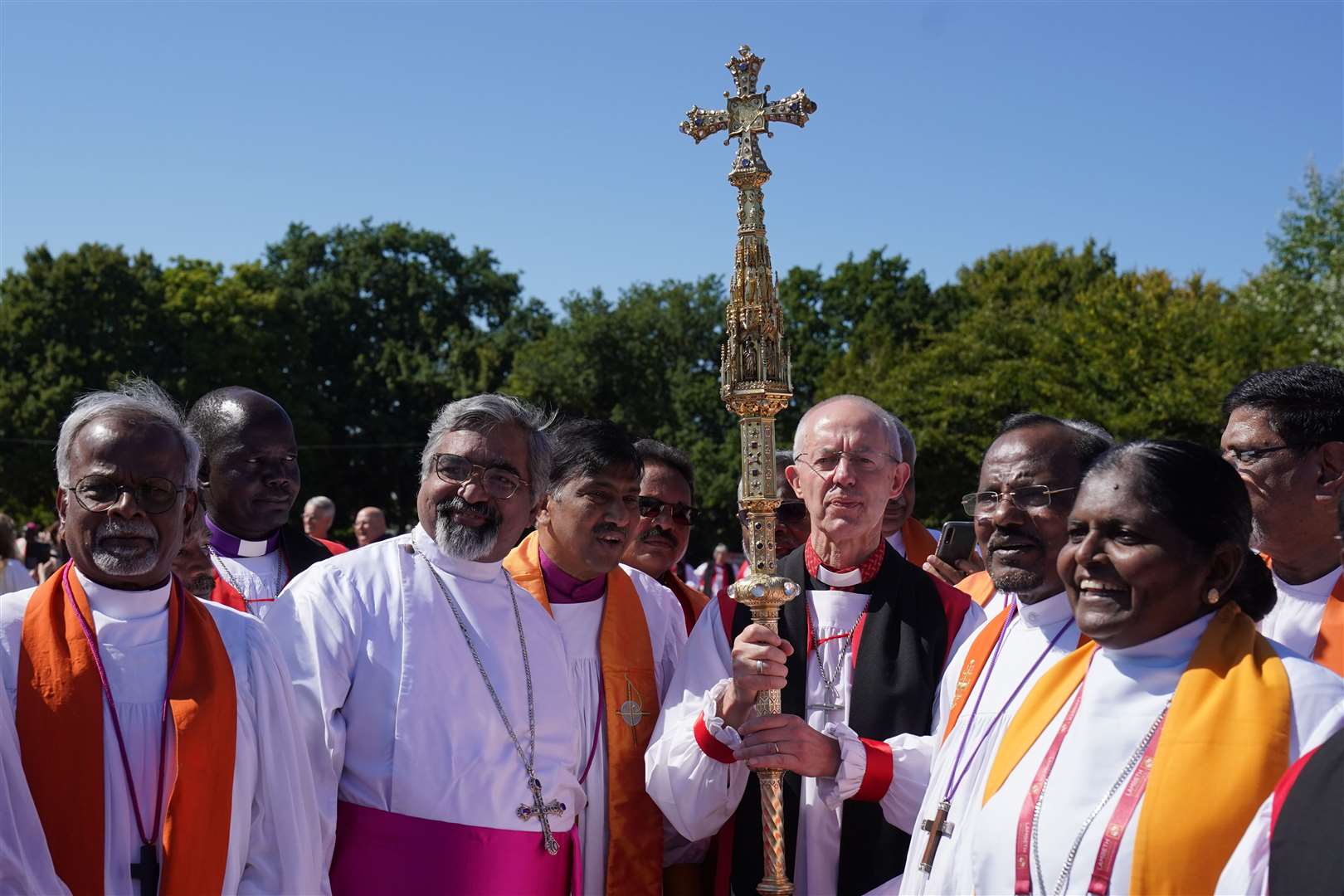 Archbishop of Canterbury Justin Welby (centre right) with bishops from around the world gather at the Lambeth Conference (Gareth Fuller/PA)