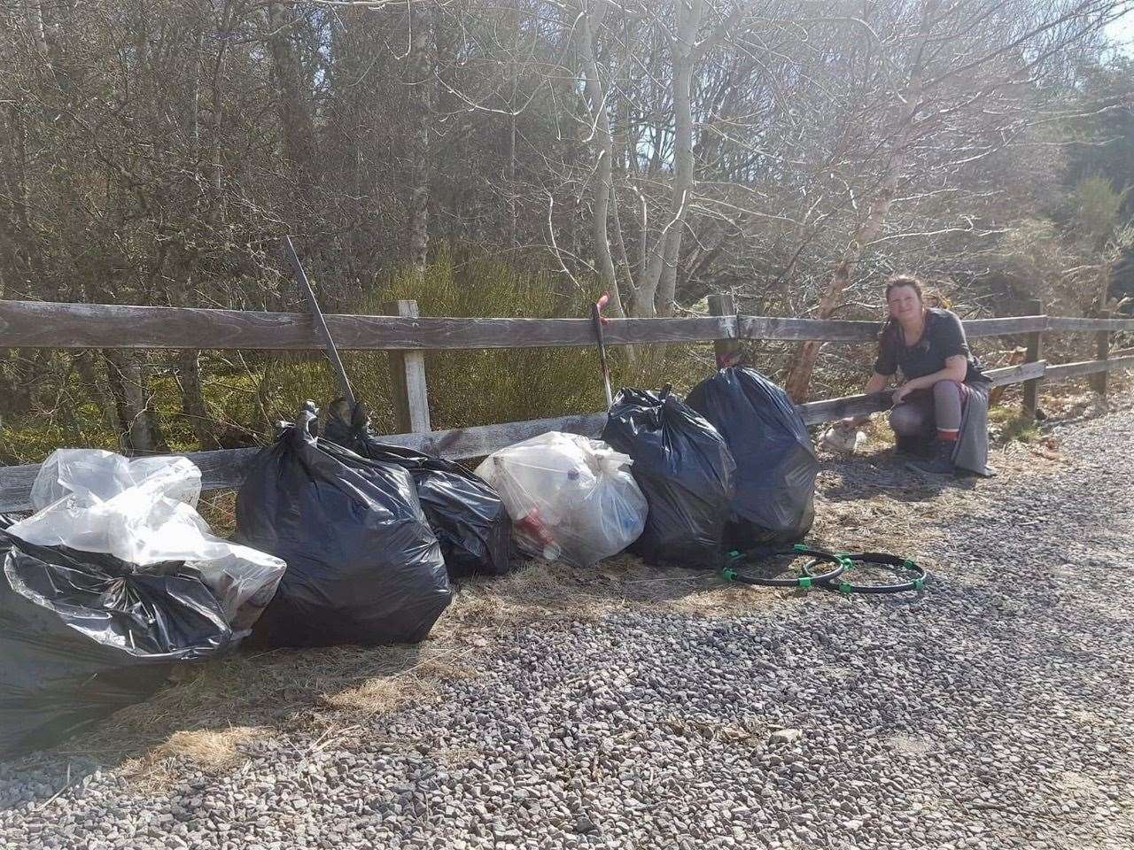 Aliza and John Cudworth collected litter from Edinkille Hall up to Poldo Lodge.