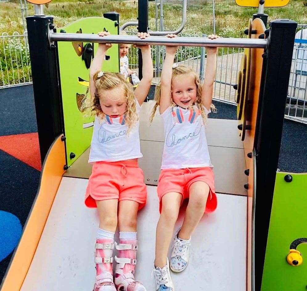 Children test the equipment at Moray Sports Centre's new playpark ahead of opening on August 31. Picture: Kathryn Evans, Moray Sports Centre.