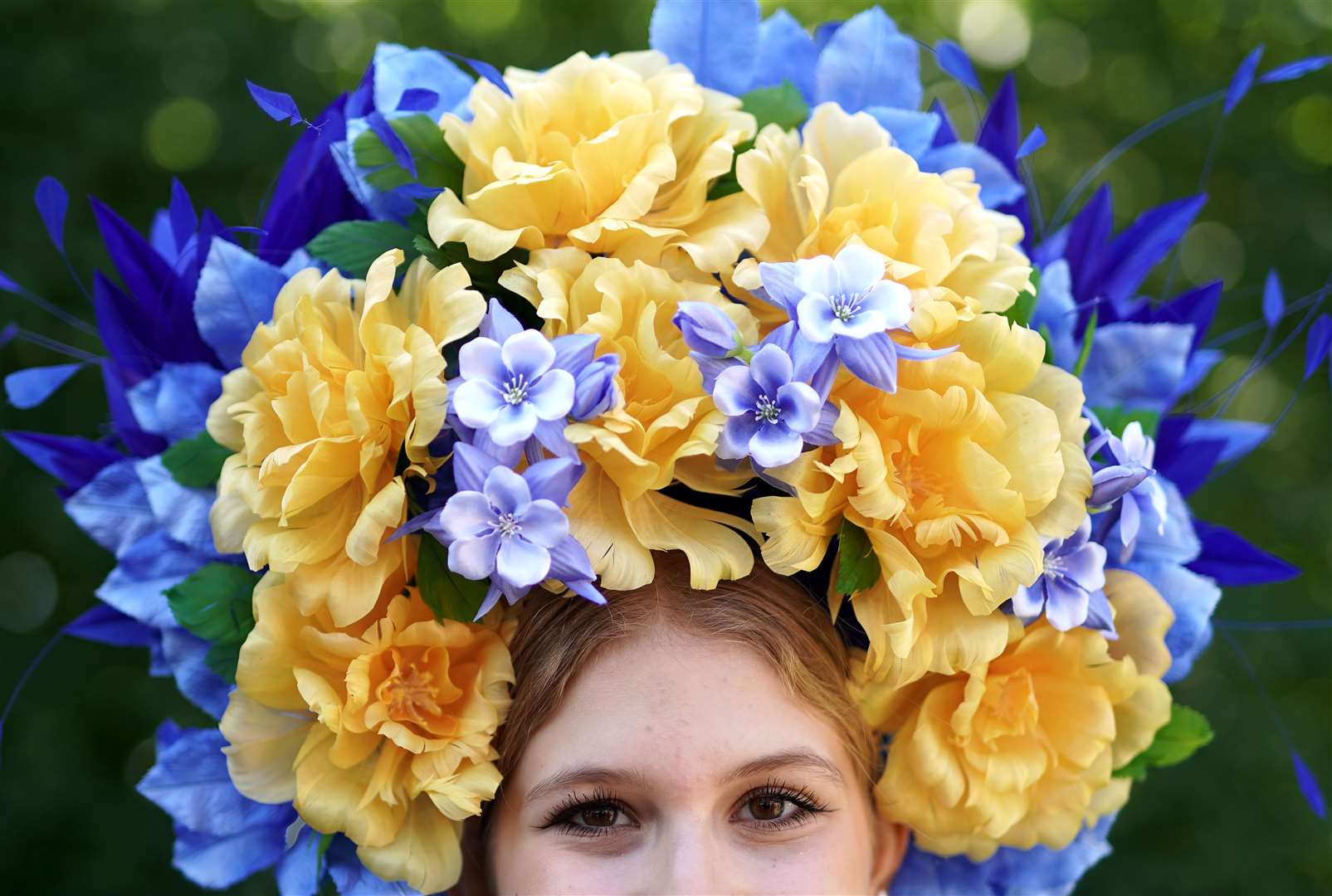 Racegoer Maria Turtus’ hat paid tribute to her mother’s Ukrainian homeland (Aaron Chown/PA)