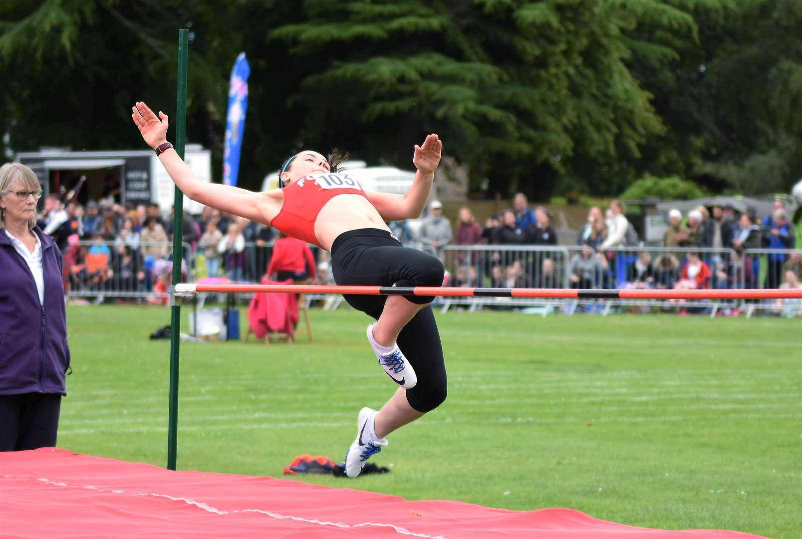Forres' Lucy Evans competes in the high jump.  Photo: Becky Saunderson