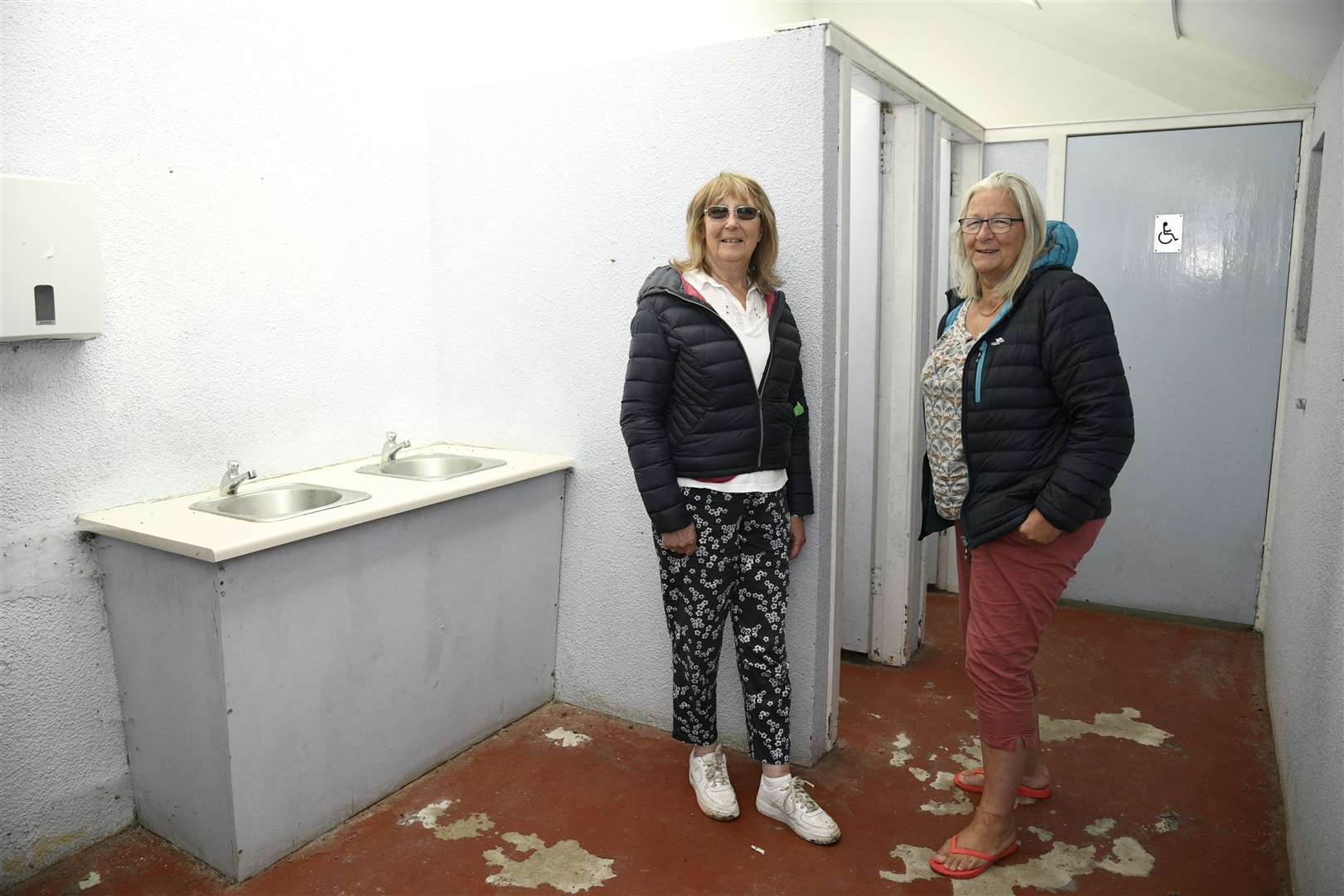 Findhorn Village Conservation Company members Cathy Low (right) and Christine Hunt at toilets to be refurbished with Scottish Governement funding. Picture: Daniel Forsyth
