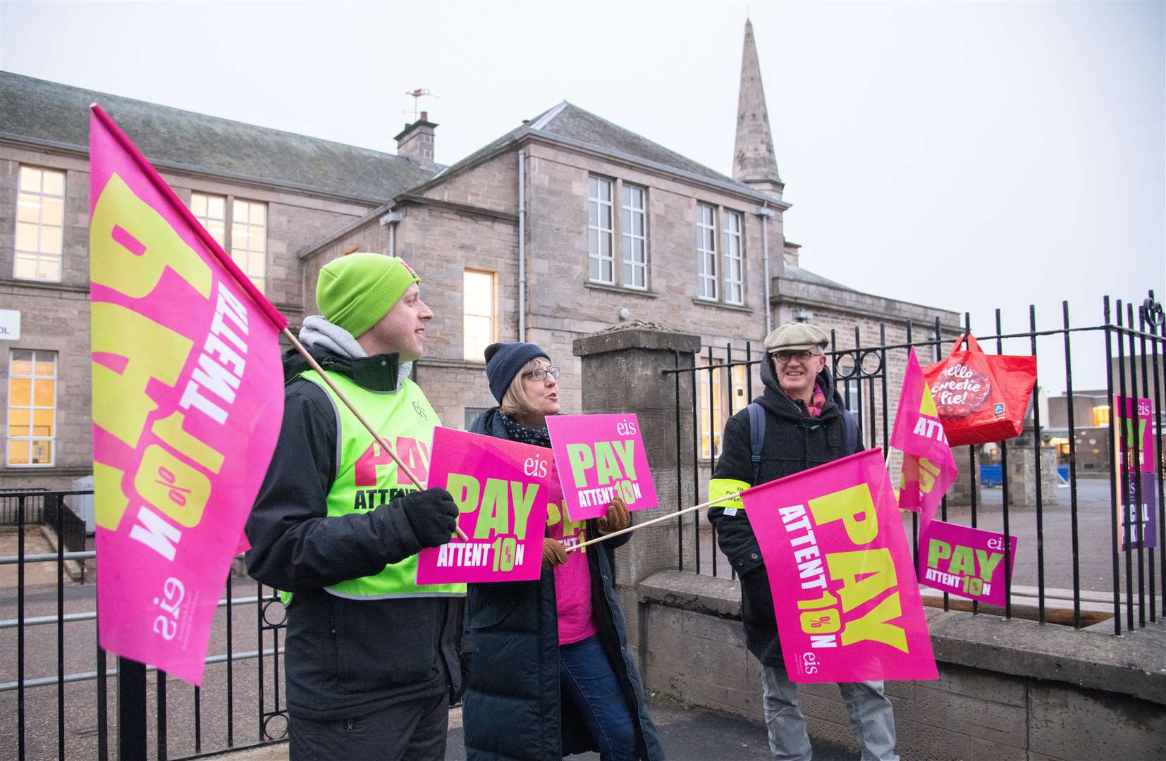 Teachers strike outside Anderson's Primary School in Forres...Picture: Daniel Forsyth..