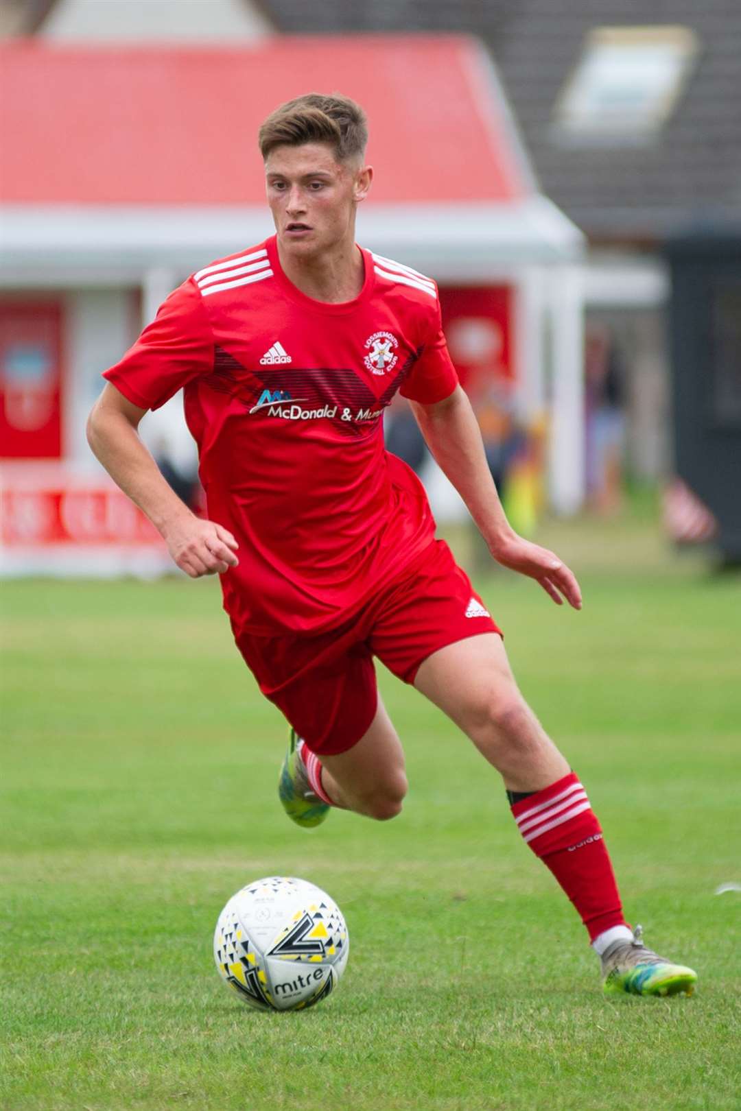 Ross Elliott was on target for Lossiemouth. Picture: Daniel Forsyth..