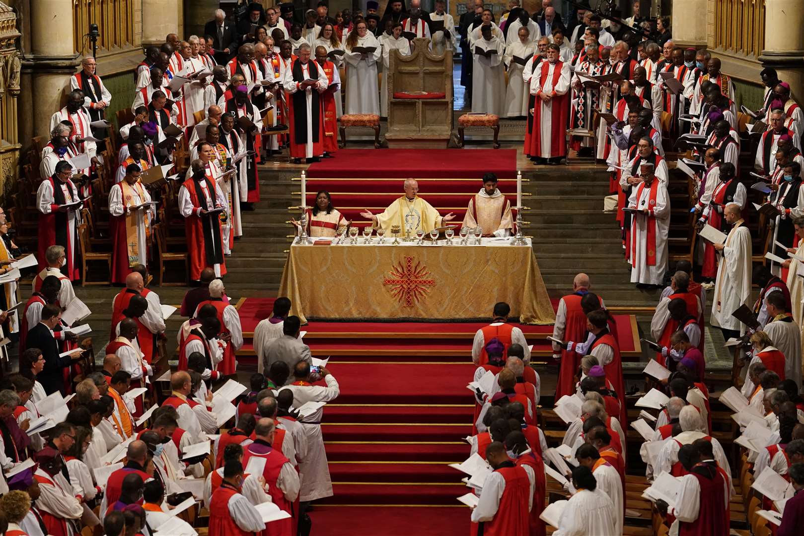 Archbishop of Canterbury Justin Welby at the altar during the opening service of the Lambeth Conference (Gareth Fuller/PA)
