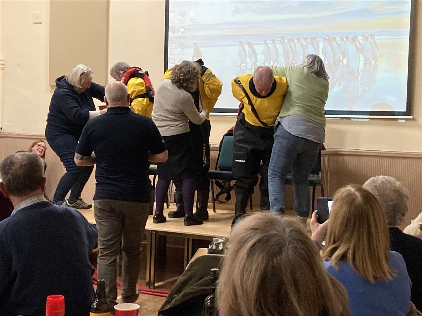 Three lots of three teams did the MIRO challenge (From left) representatives from the Anglers, Findhorn Heritage and the Findhorn Village Conservation Company.