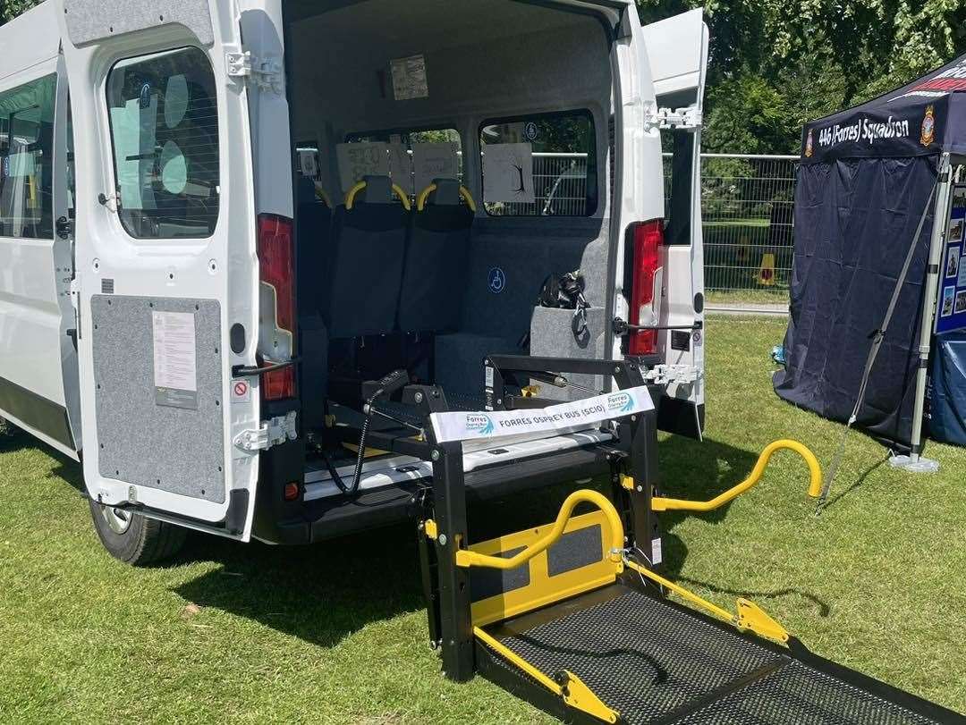 The new electric Osprey bus has a wheelchair lift.
