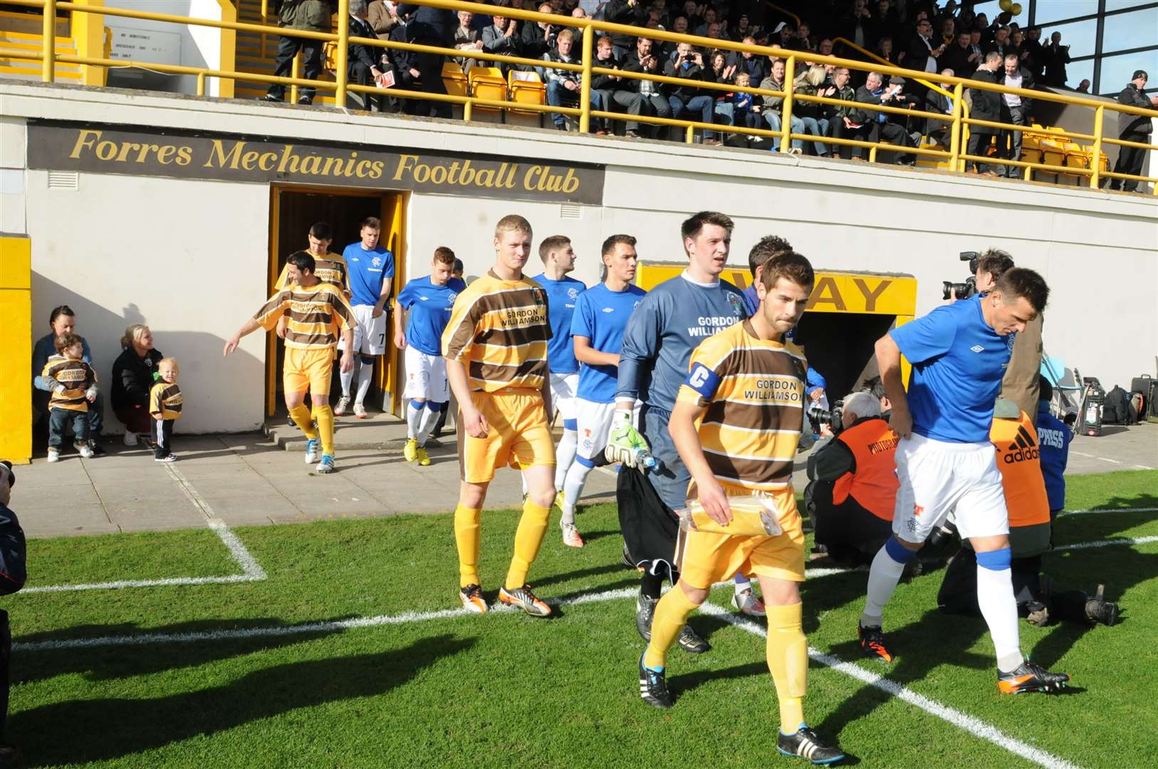 Mechanics walk out to play Rangers at Mosset Park in 2012. The teams entered the Scottish Cup at the same round – round two.