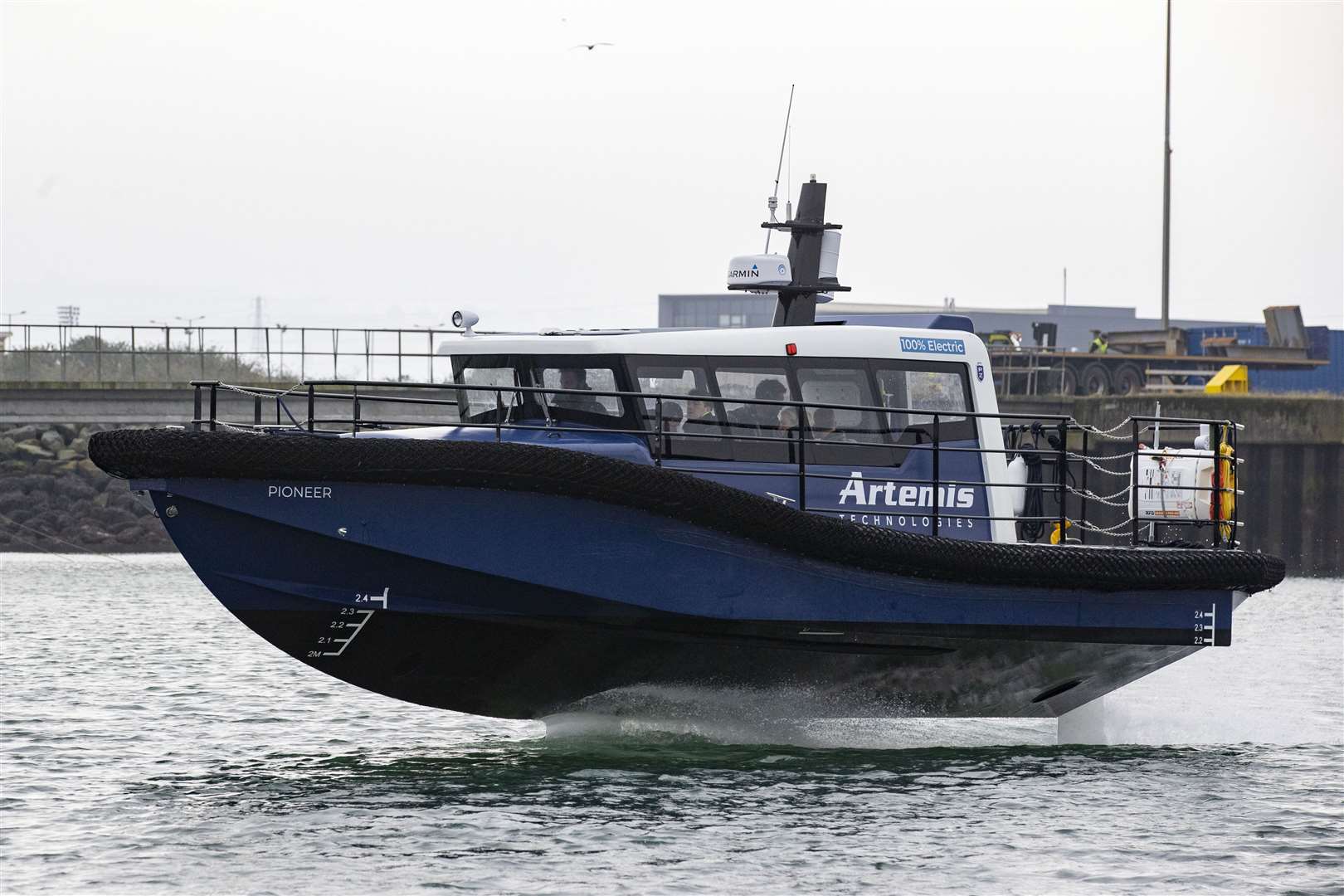 UK-based Artemis Technologies has developed an electric, zero emissions ‘flying’ boat, built in Belfast (Liam McBurney/PA)