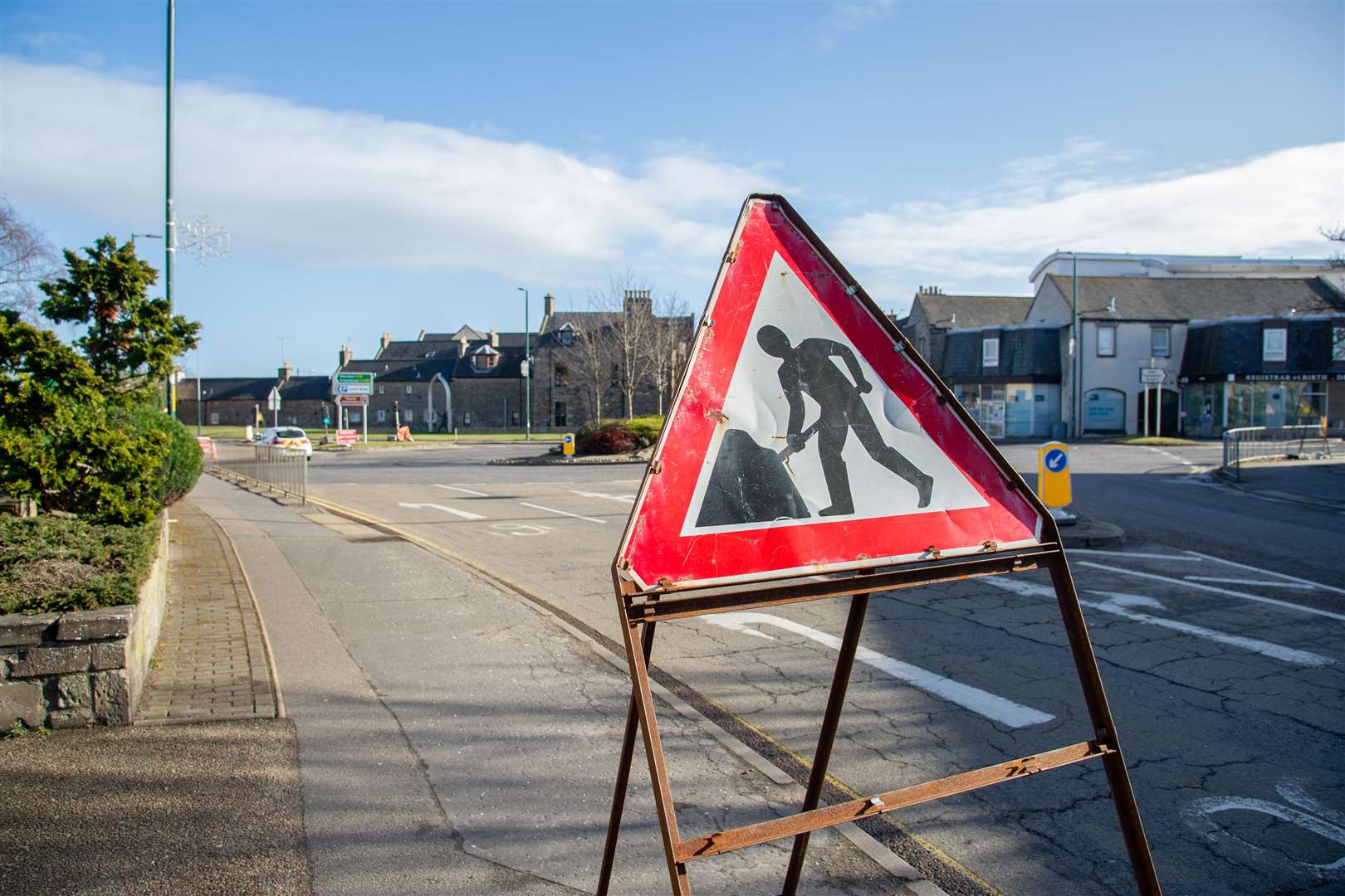 The second phase of Elgin A96 roadworks, on the Tesco to the Post Office roundabout section, will start on Sunday. Picture: Daniel Forsyth.