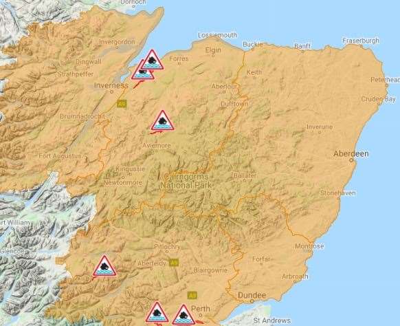 Flood alerts in place across the north-east of Scotland.