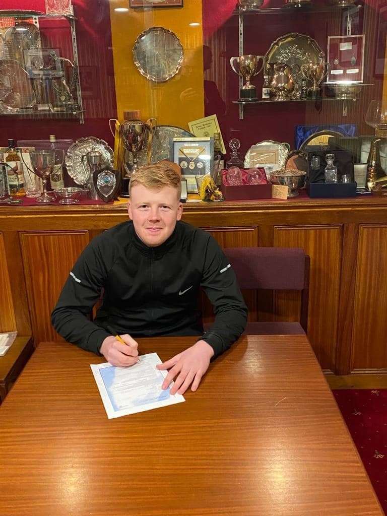 Taylor Thain signs on at Forres Mechanics. Photo: FMFC Facebook