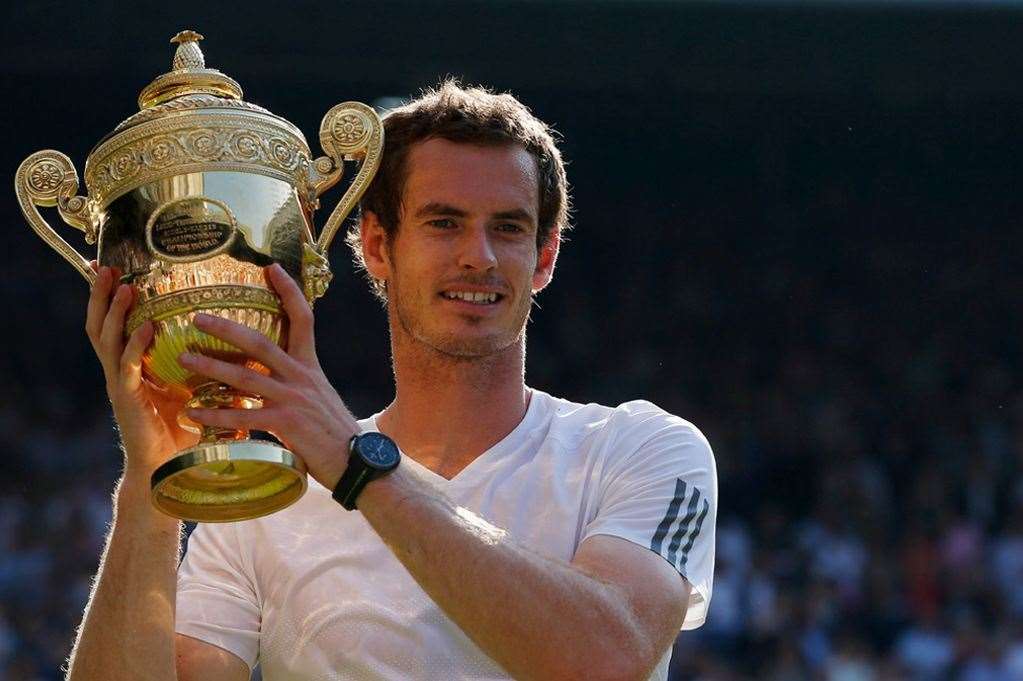 Sir Andy Murray with the coveted Wimbledon singles trophy, which he has won twice.