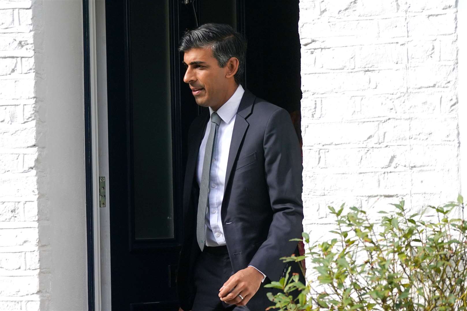Rishi Sunak leaving his house before the result of the Conservative Party leadership election was announced (Victoria Jones/PA)