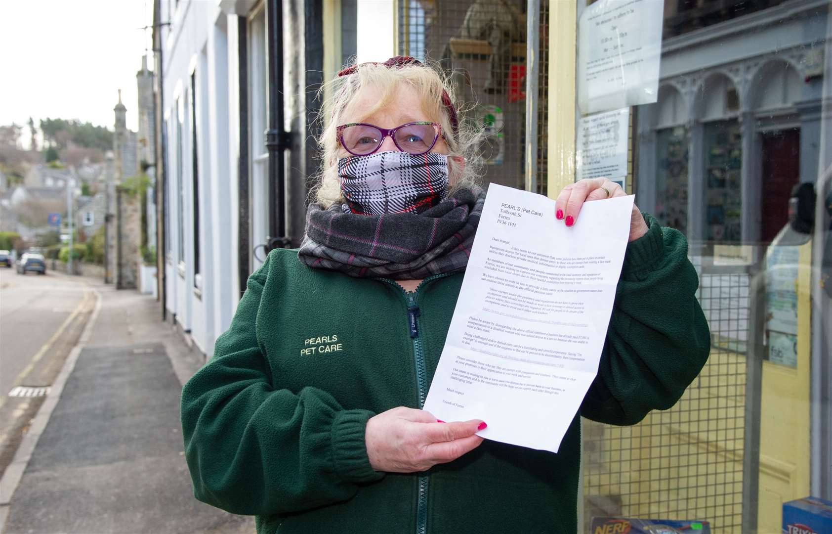 Pet Shop owner Pearl Hamilton has received an anonymous letter accusing her of ignoring the right of people who chose not to wear a face mask.
