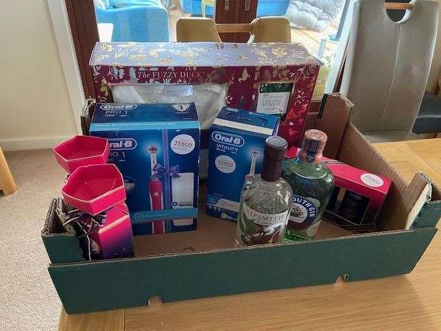 Prizes donated by Forres Tesco for the event.