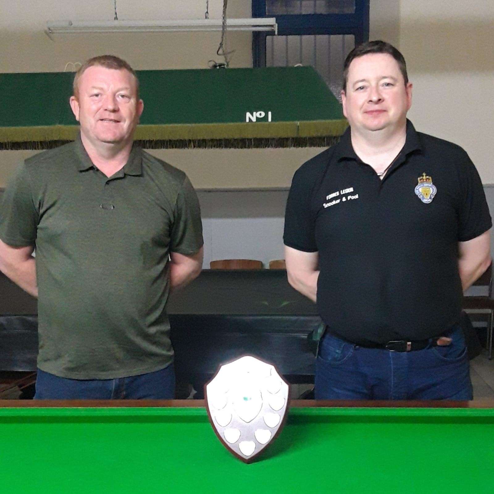 Runner-up Alex Cooper left and Stephen Hepburn, who won the final on the last black ball.