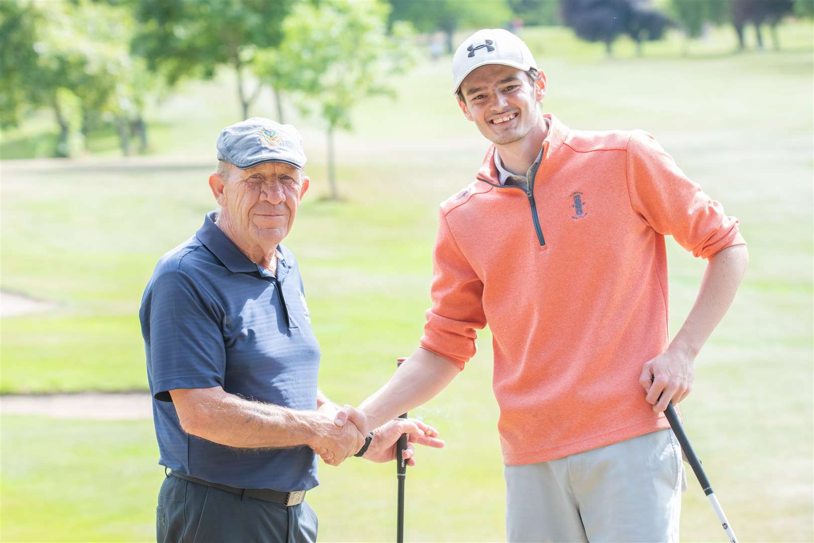 The oldest and youngest players were drawn together in the Grant Cup. 72-year-old Albert Duffus and 18-year-old William Stephen. Picture: Daniel Forsyth..