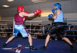 Lee Davidson (right) boxing for Lochside ABC at the Victoria Hotel in April.