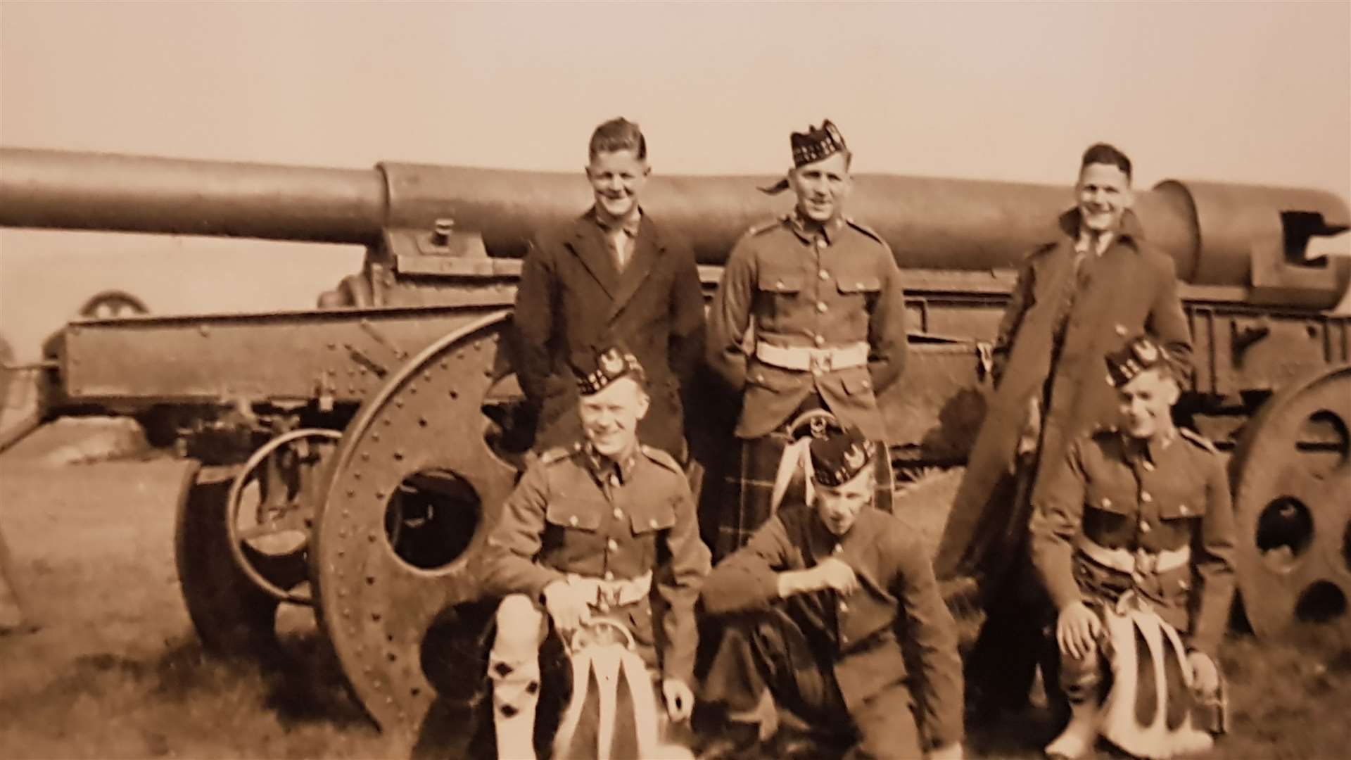 Don's photograph of friends at Fort George. Bernard Finn and Edward Clark are the on the left with their arms behind their back.