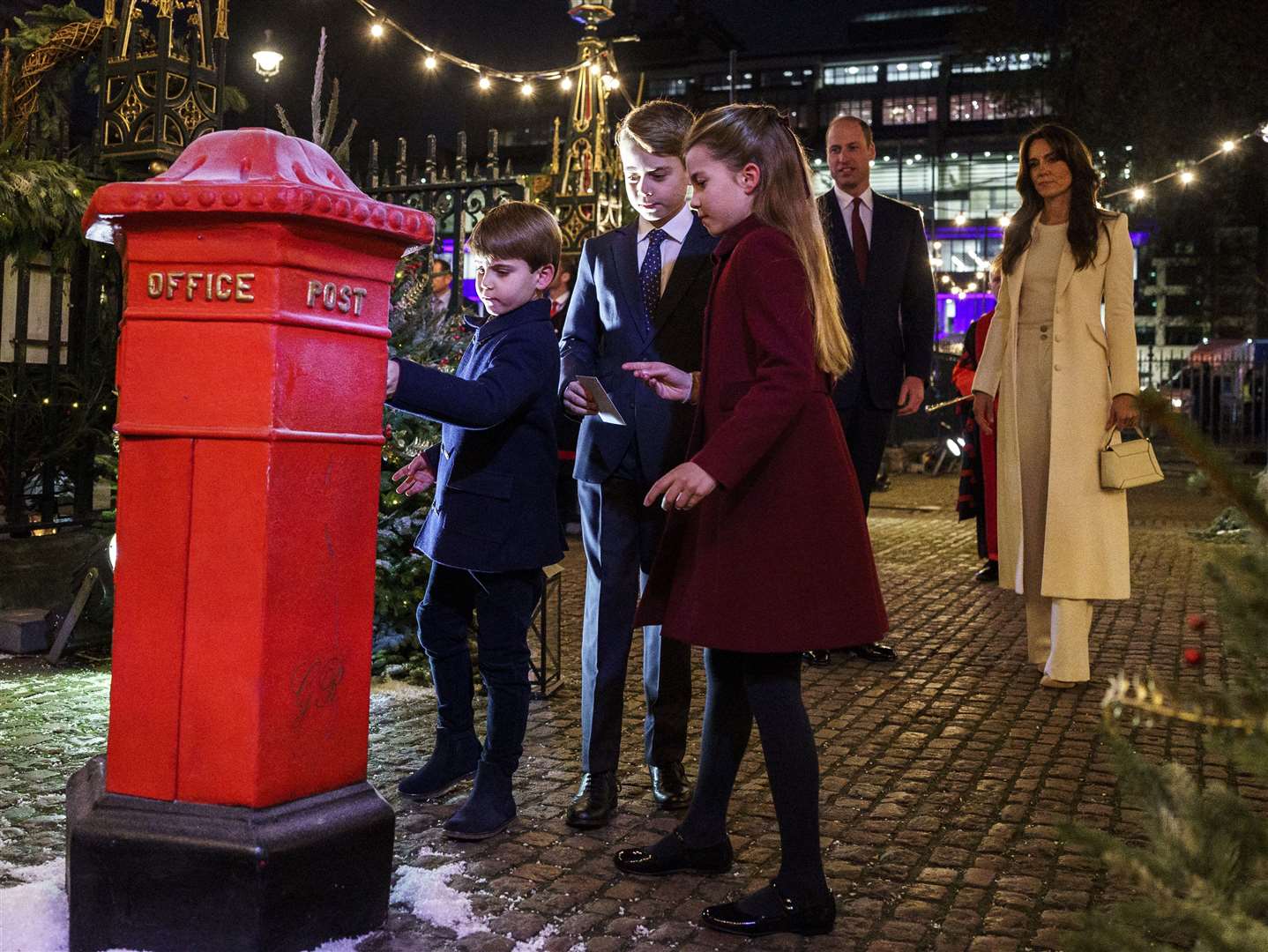 The Prince and Princess of Wales with their children (left to right) Prince Louis, Prince George and Princess Charlotte during the Royal Carols – Together At Christmas service at Westminster Abbey in London (Jordan Pettitt/PA)