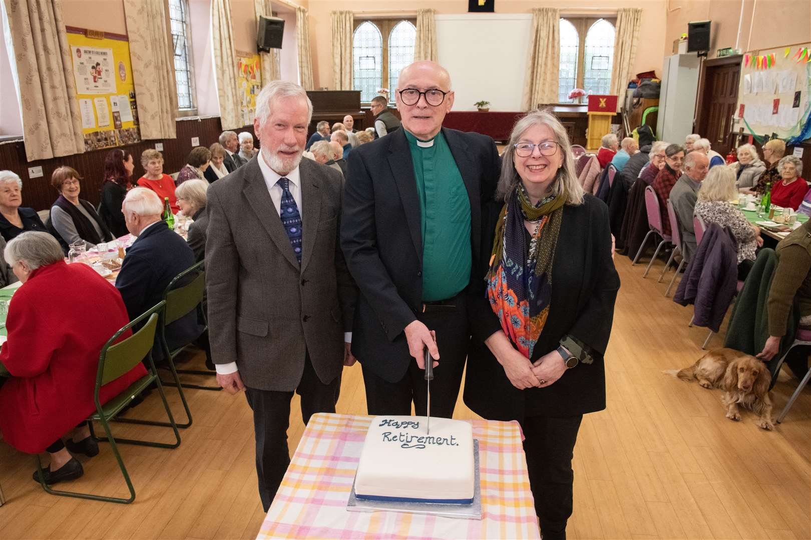 Reverend Donald Prentice retires from St Leonard's Church in Forres...He is joined by Roy Anderson (left) and wife Alison Prentice (right)...Picture: Daniel Forsyth..