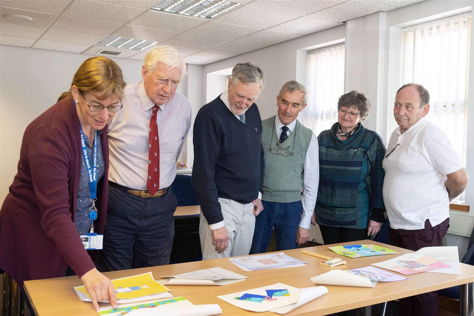 Judging of the Moray flag competition at The Northern Scot office. Picture: Beth Taylor.