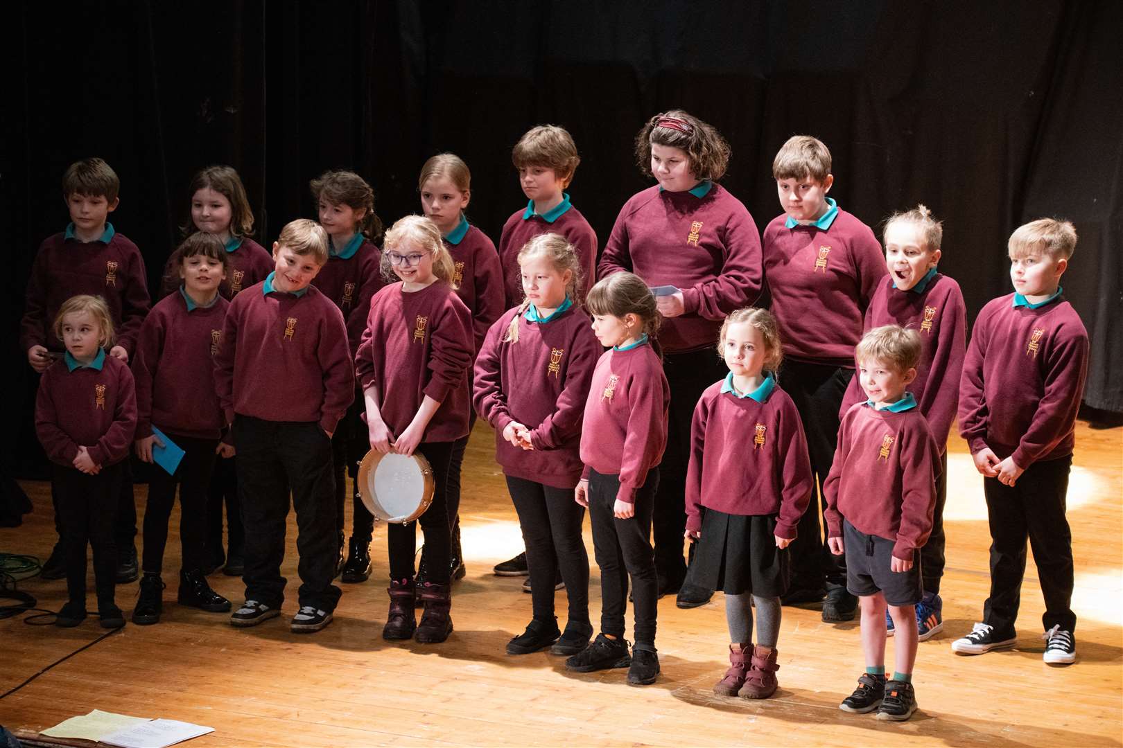 Dallas Primary School pupils singing a song in Gaelic. Picture: Daniel Forsyth