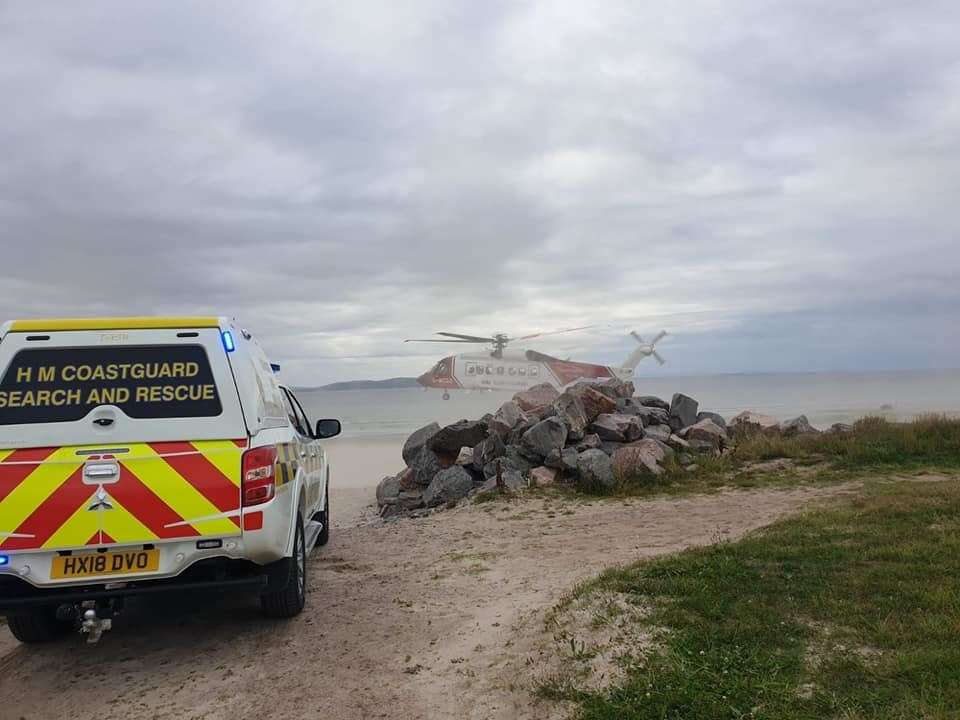Coastguard Resue attending Nairn Beach on Sunday night to rescue teenagers adrift from the shore.