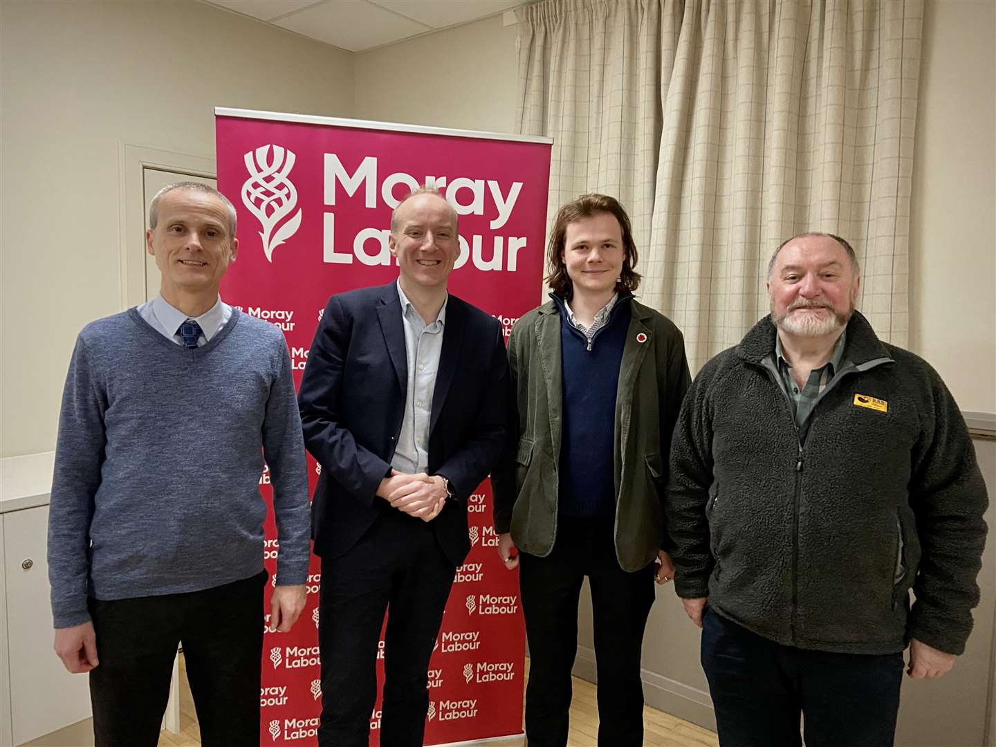 Michael Marra (second left ) with Moray councillors Sandy Keith, Ben Williams and John Divers.