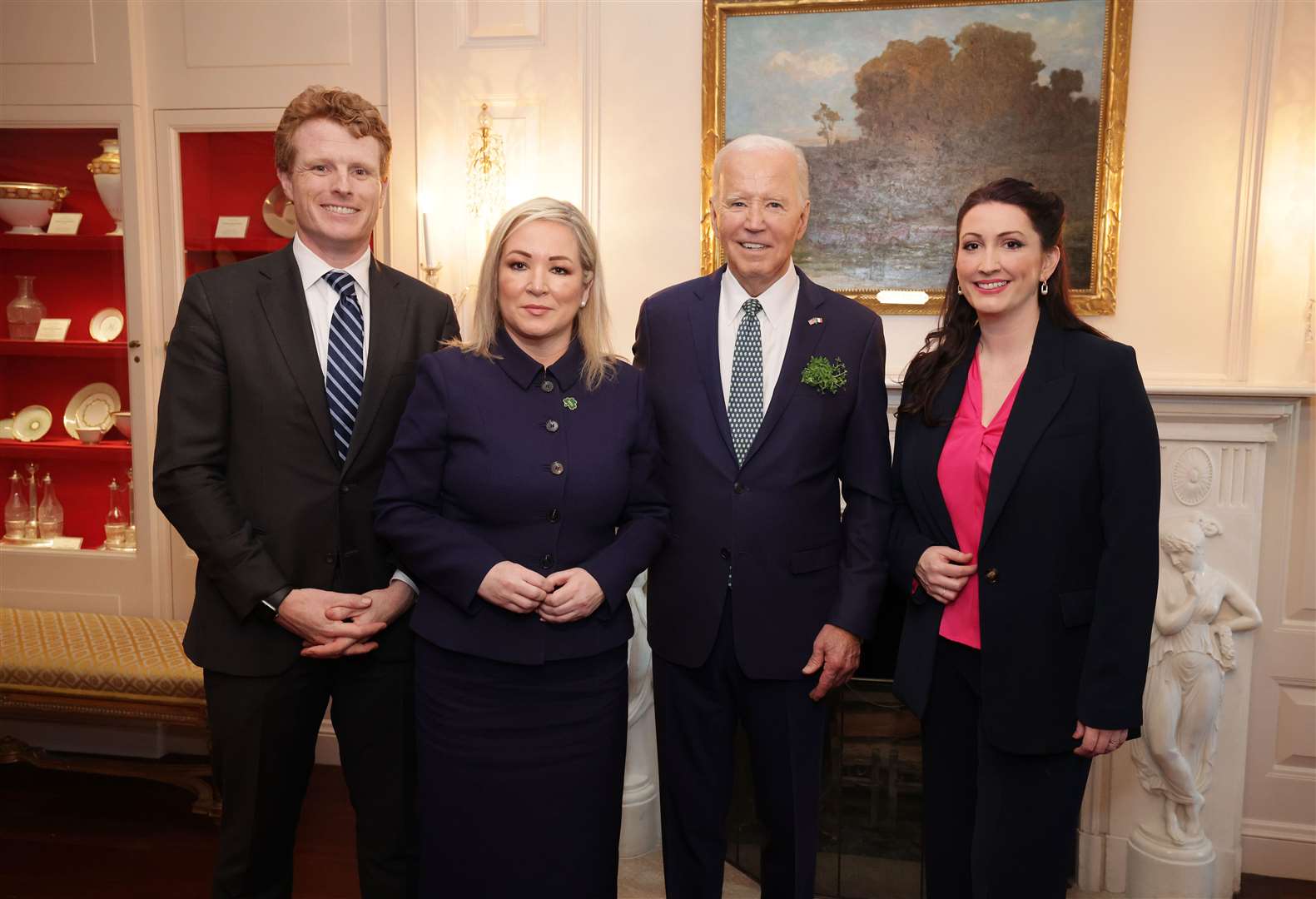 First Minister Michelle O’Neill and deputy First Minister Emma Little-Pengelly meeting Joe Biden and Joseph Kennedy in the China Room of the White House (Kelvin Boyes/Press Eye/PA)
