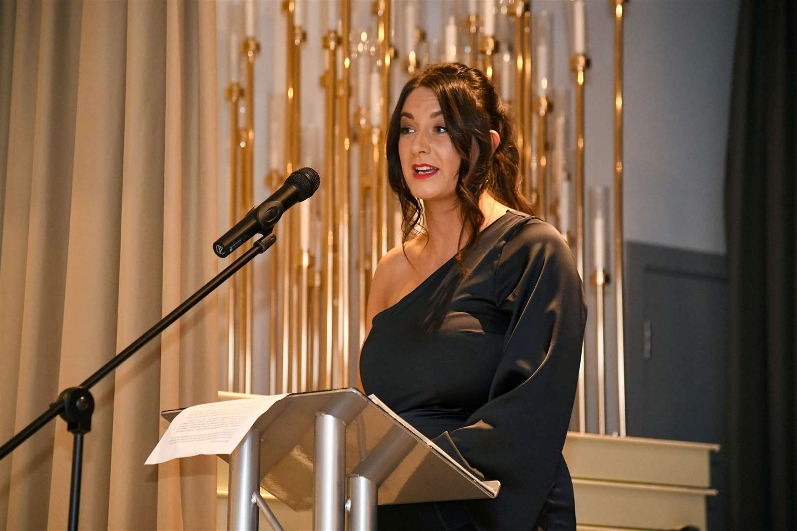 Sarah Medcraf, Chief Executive Officer of Moray Chamber of Commerce. ..Moray Chamber of Commerce Annual Awards Evening at The Seafield Arms, Cullen 2023...Picture: Beth Taylor.