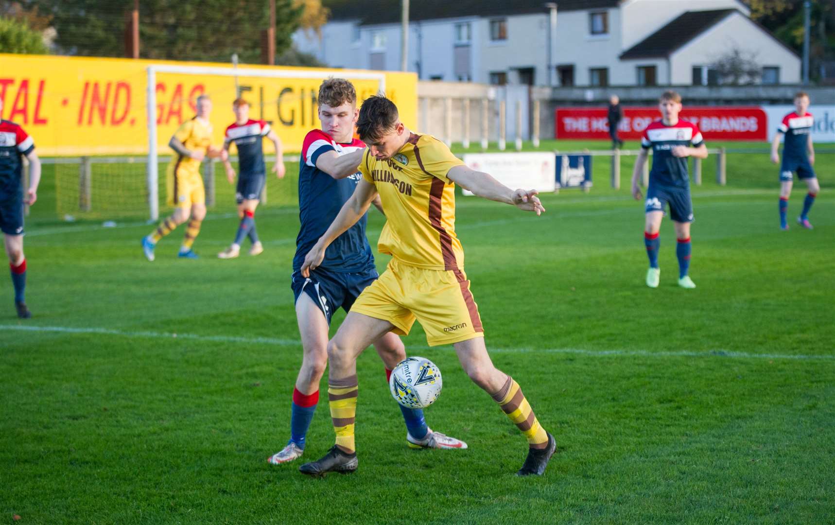 Forres Mechanics winger Callum Johnston (right) in action against Turriff United at Mosset Park. Picture: Becky Saunderson