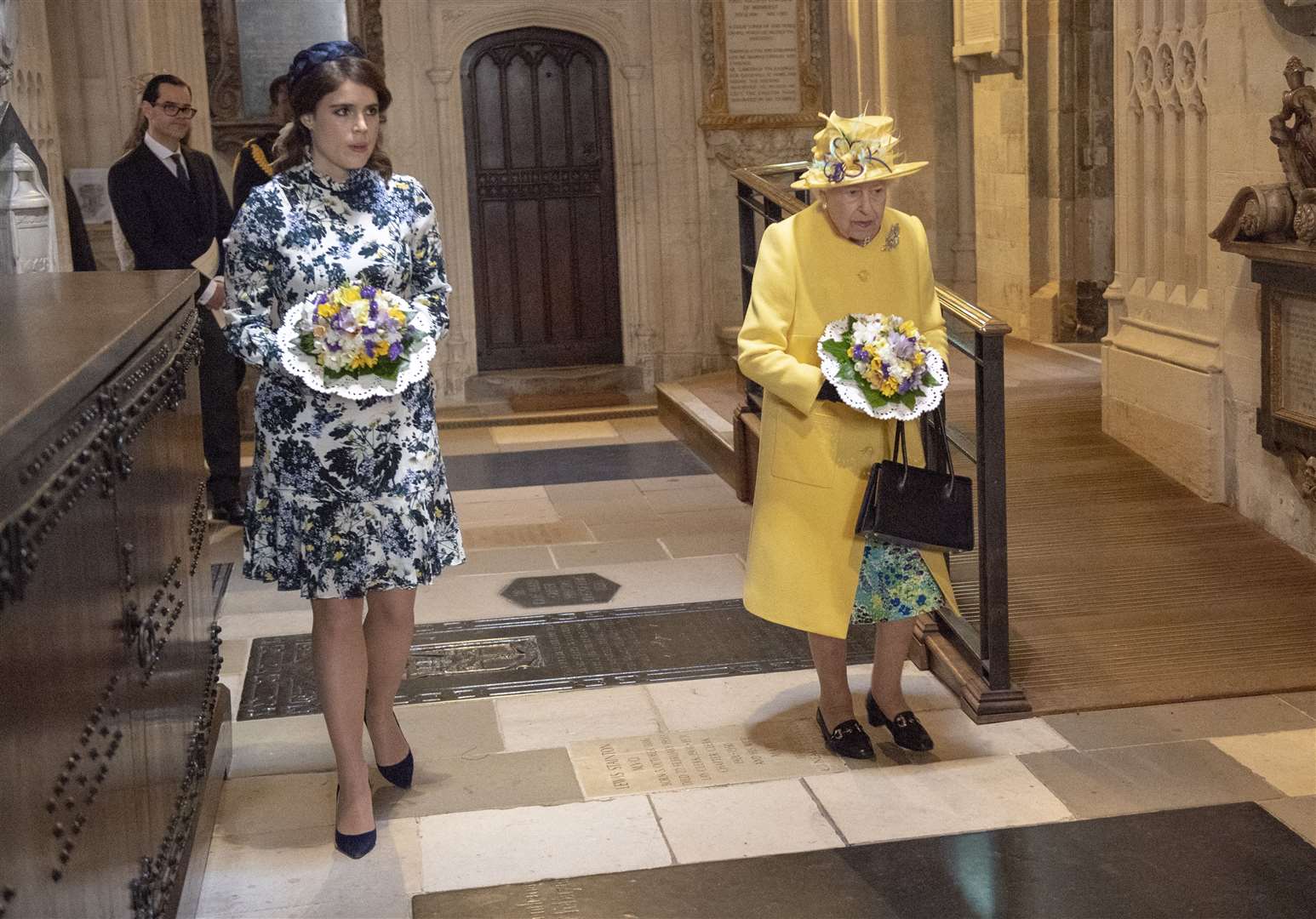The Queen was supported by her granddaughter Princess Eugenie at the 2019 Maundy Service (Arthur Edwards/The Sun)