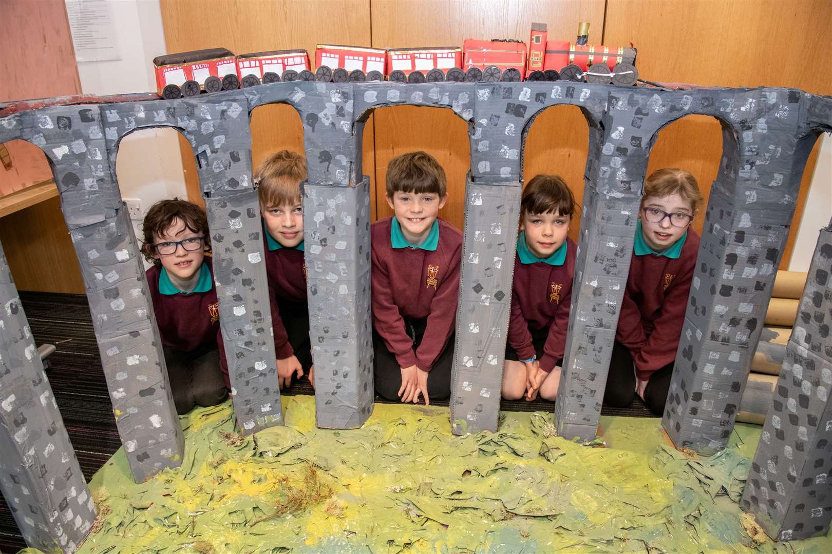 Dallas Primary School with their model of the Glenfinnan Viaduct. DYW Moray Primary School's Big Build Showcase, held at UHI Moray.Picture: Daniel Forsyth.