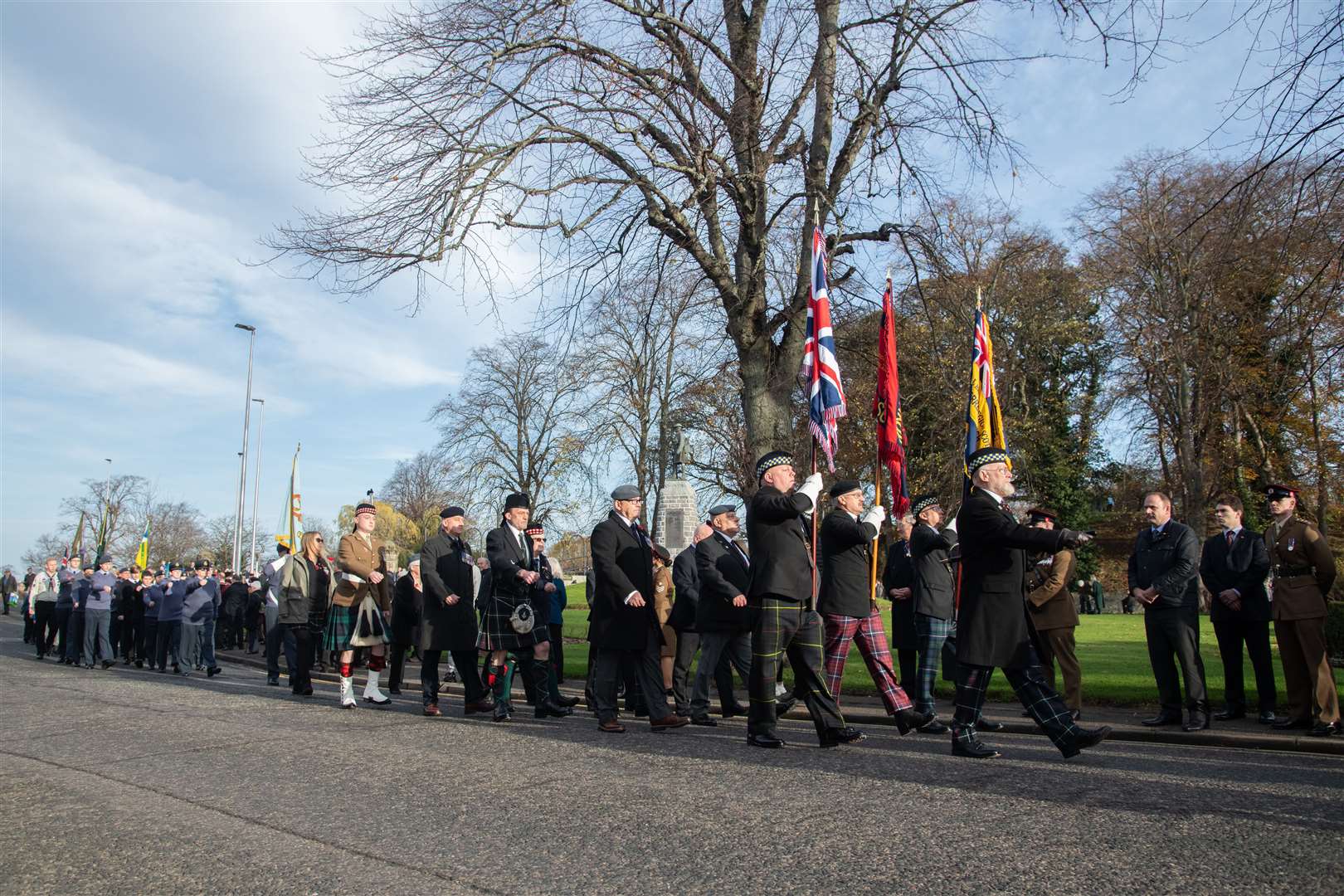 The parade making its way past the War Memorial. Picture: Daniel Forsyth