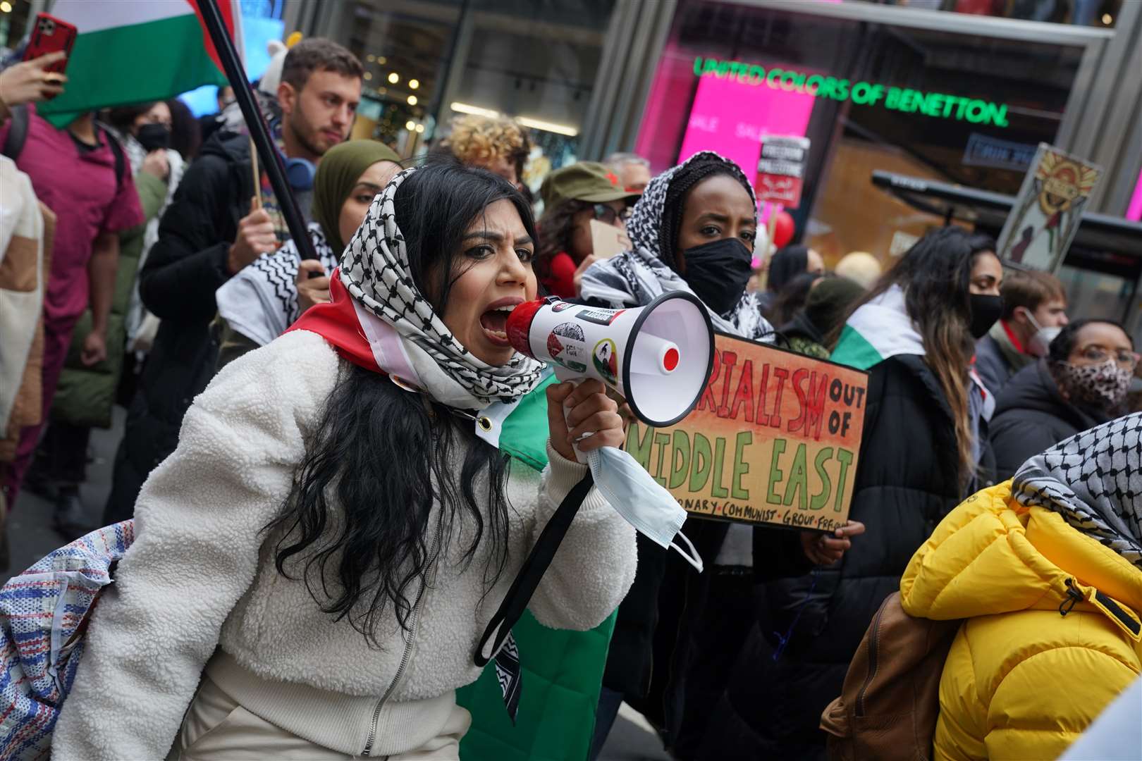 Protesters during a pro-Palestine demonstration urging Christmas shoppers to boycott what they called ‘pro-Israel’ brands (Lucy North/PA)