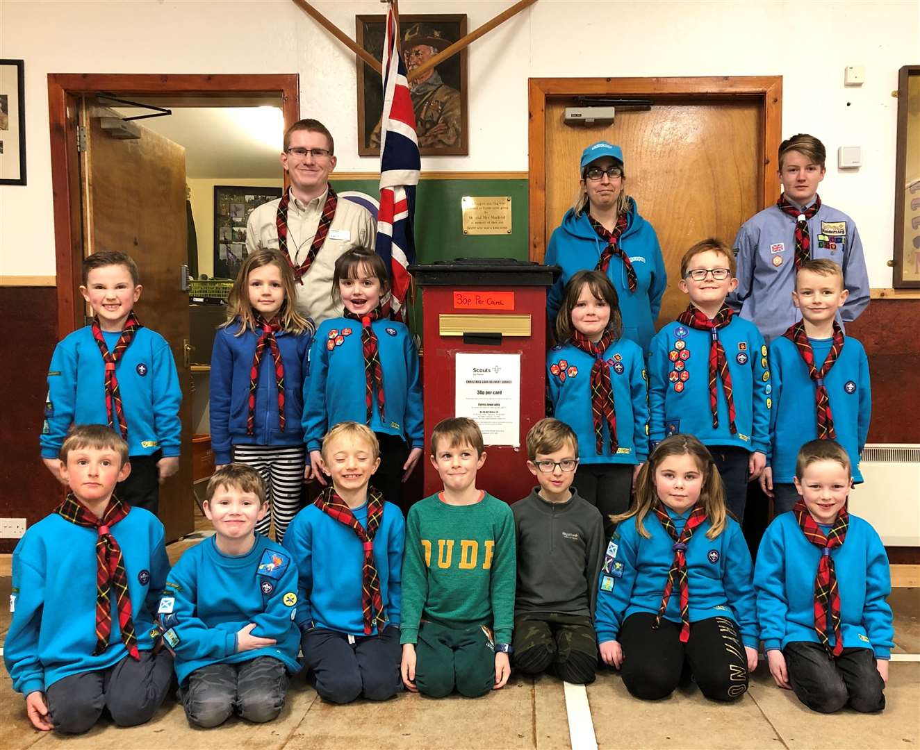 1st Forres Scouts postal volunteers in 2018.