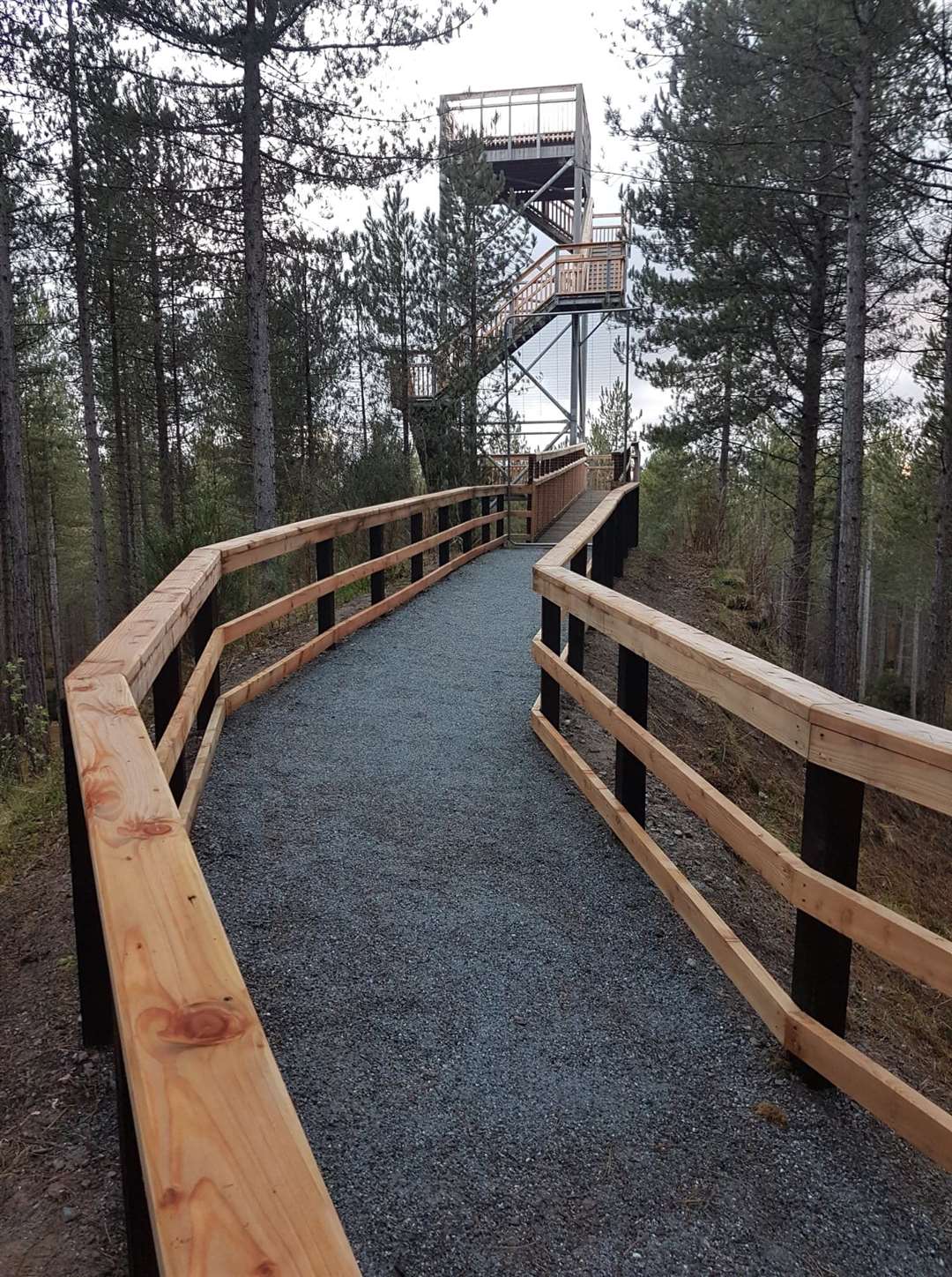 The resurfaced walkway and decking leading up to the Hill 99 tower, which offers panoramic views.