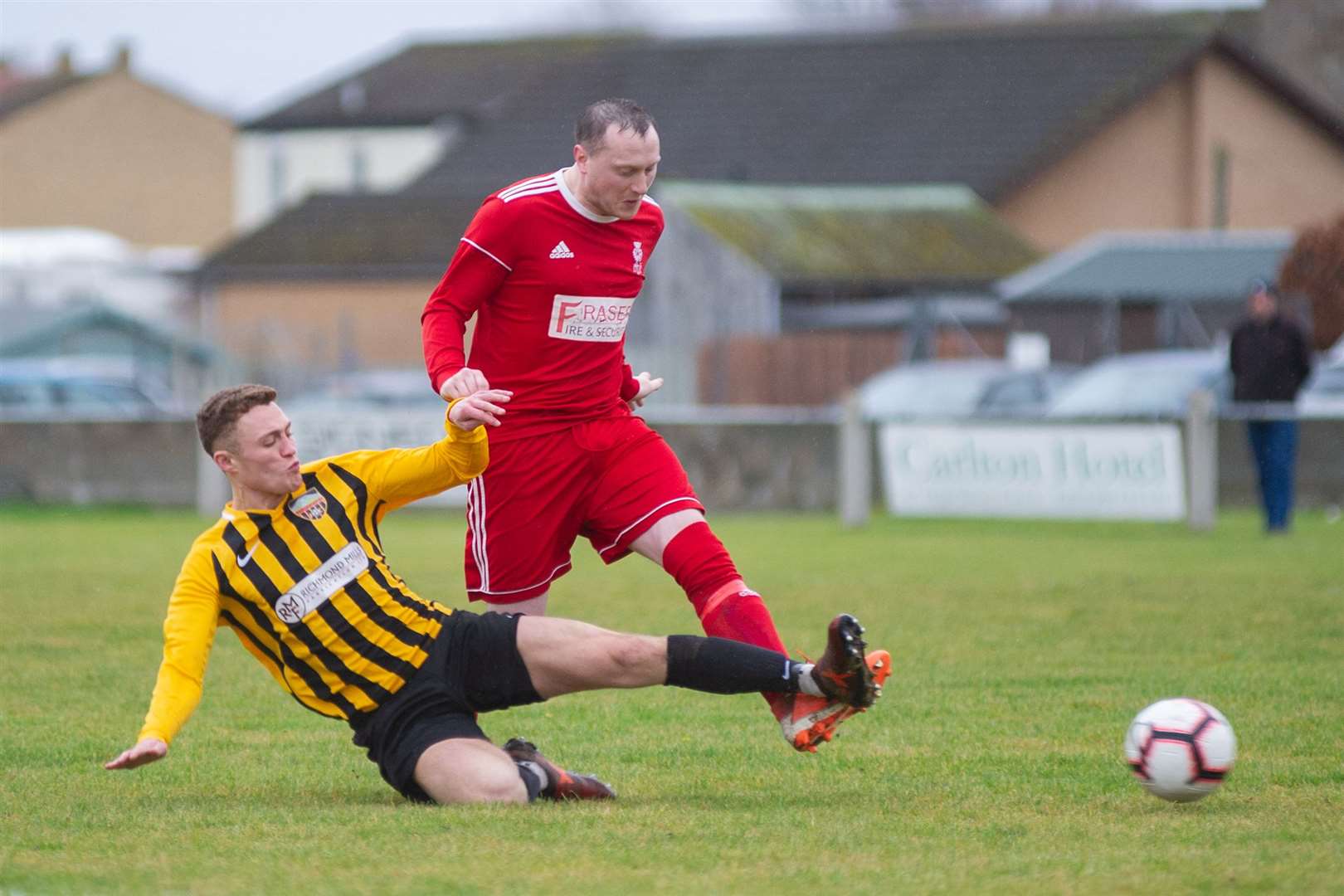 Forres Thistle's Craig Robertson in action against Islavale ..Picture: Daniel Forsyth..