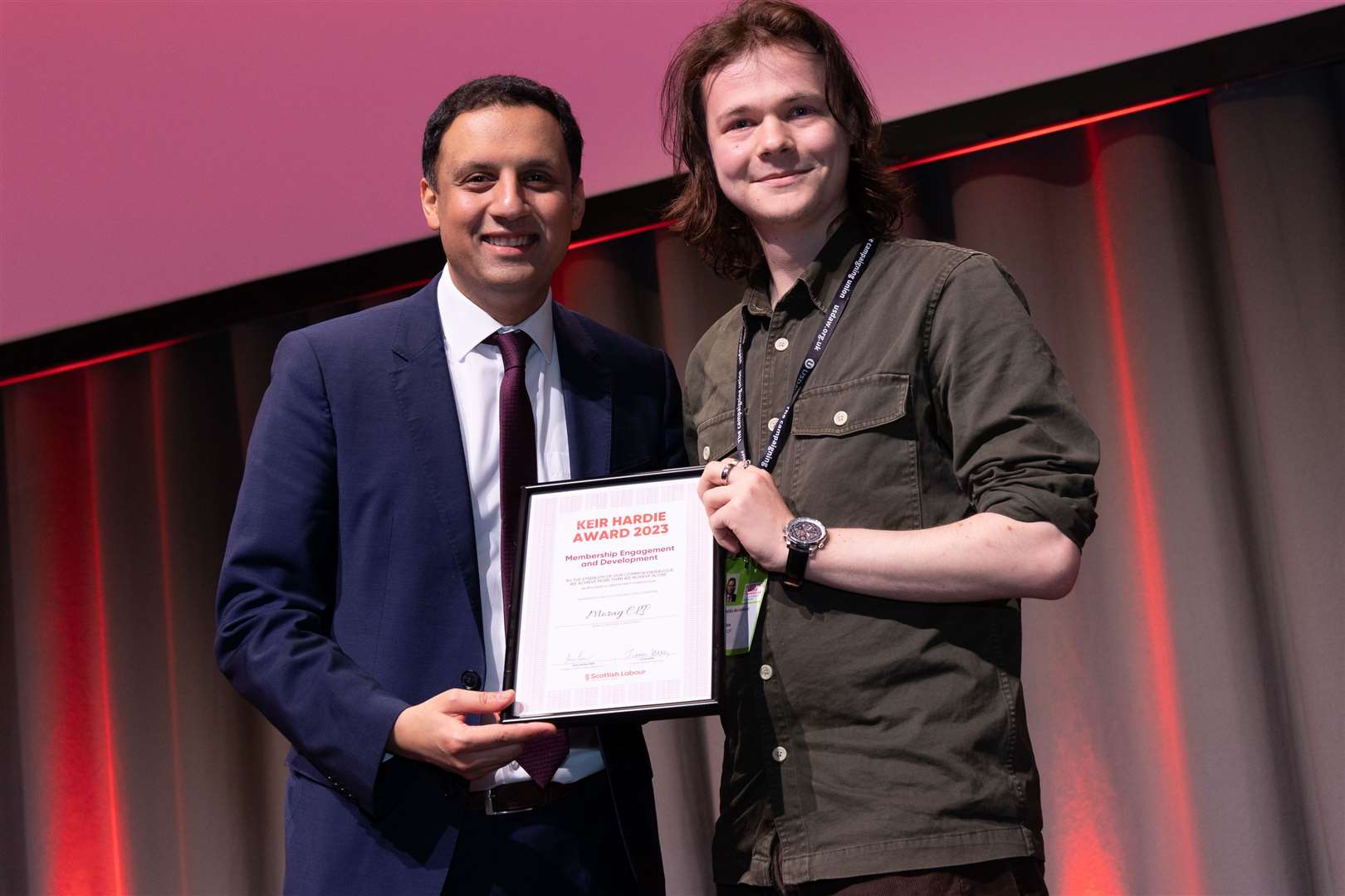 Councillor Ben Williams accepted the award from Scottish Labour Party leader Anas Sarwar. Picture: Gus Campbell